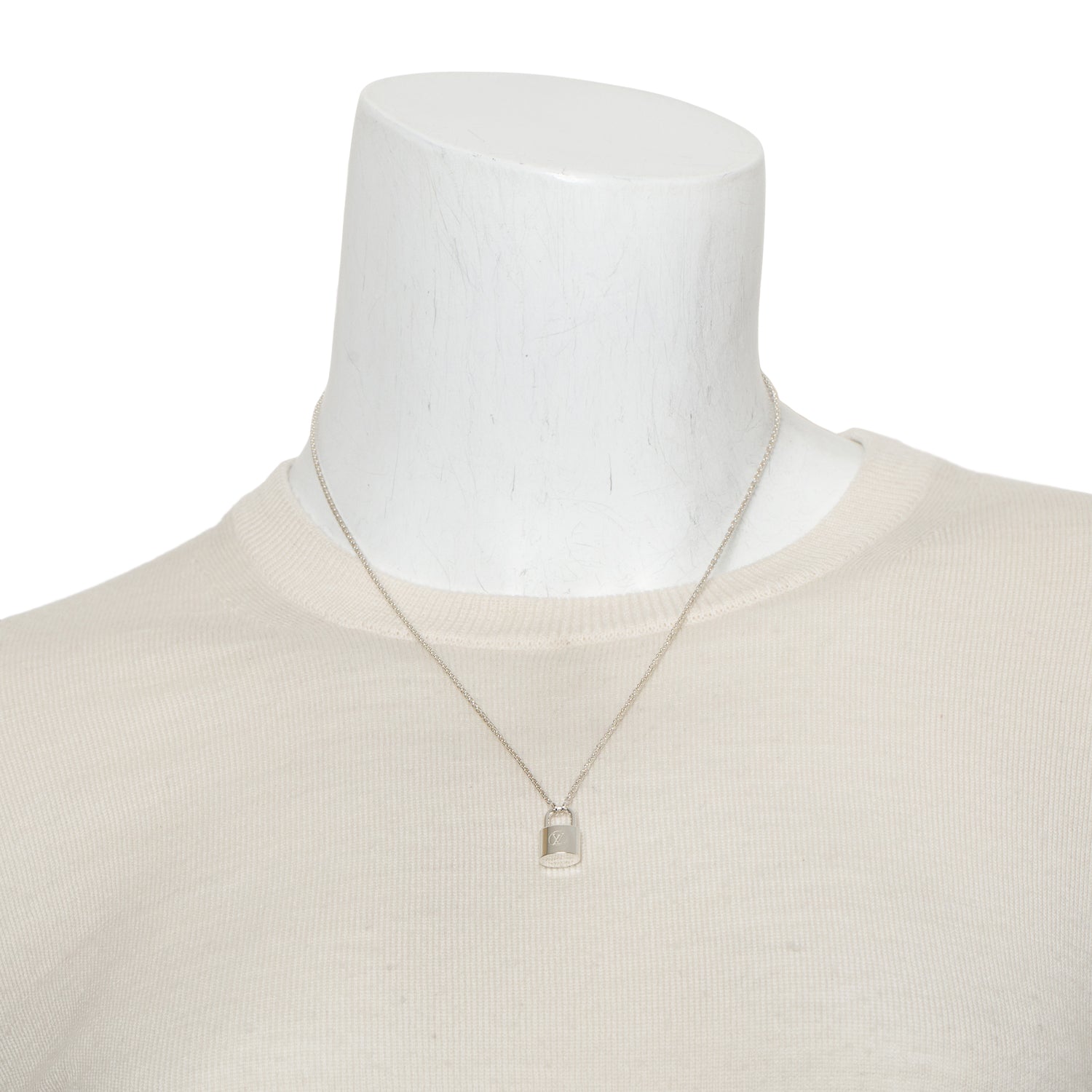 Louis Vuitton Sterling Silver Lockit Pendant Necklace w/ Box