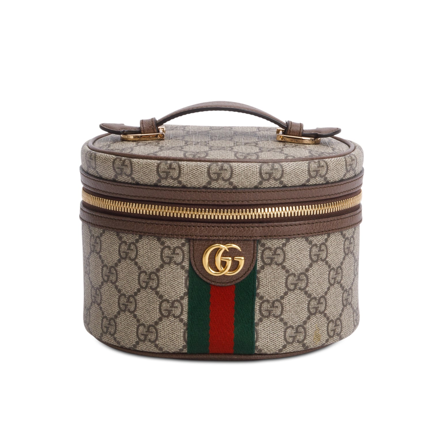Gucci GG Supreme Monogram Textured Calfskin Web Ophidia Vanity Cosmetic Case