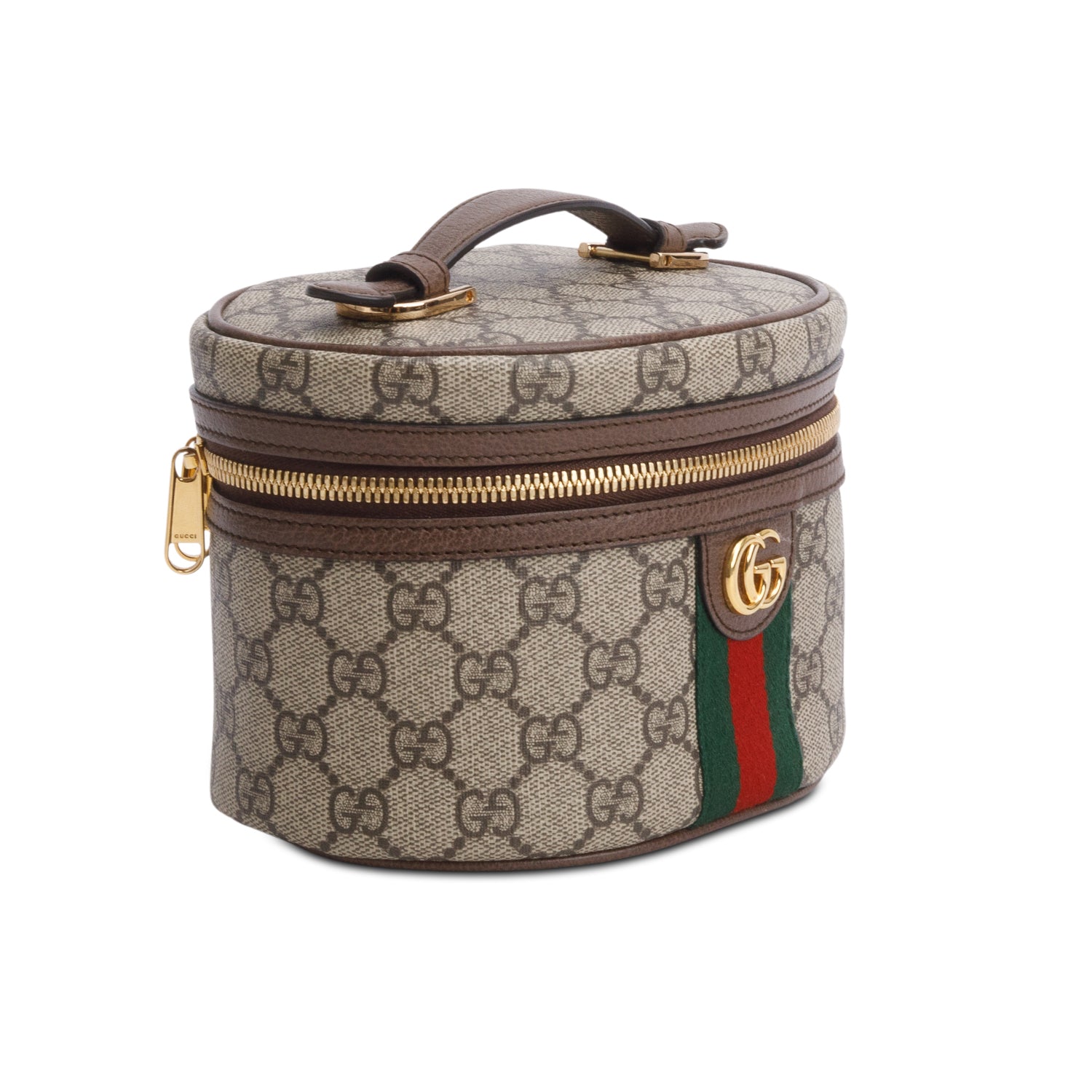 Gucci GG Supreme Monogram Textured Calfskin Web Ophidia Vanity Cosmetic Case