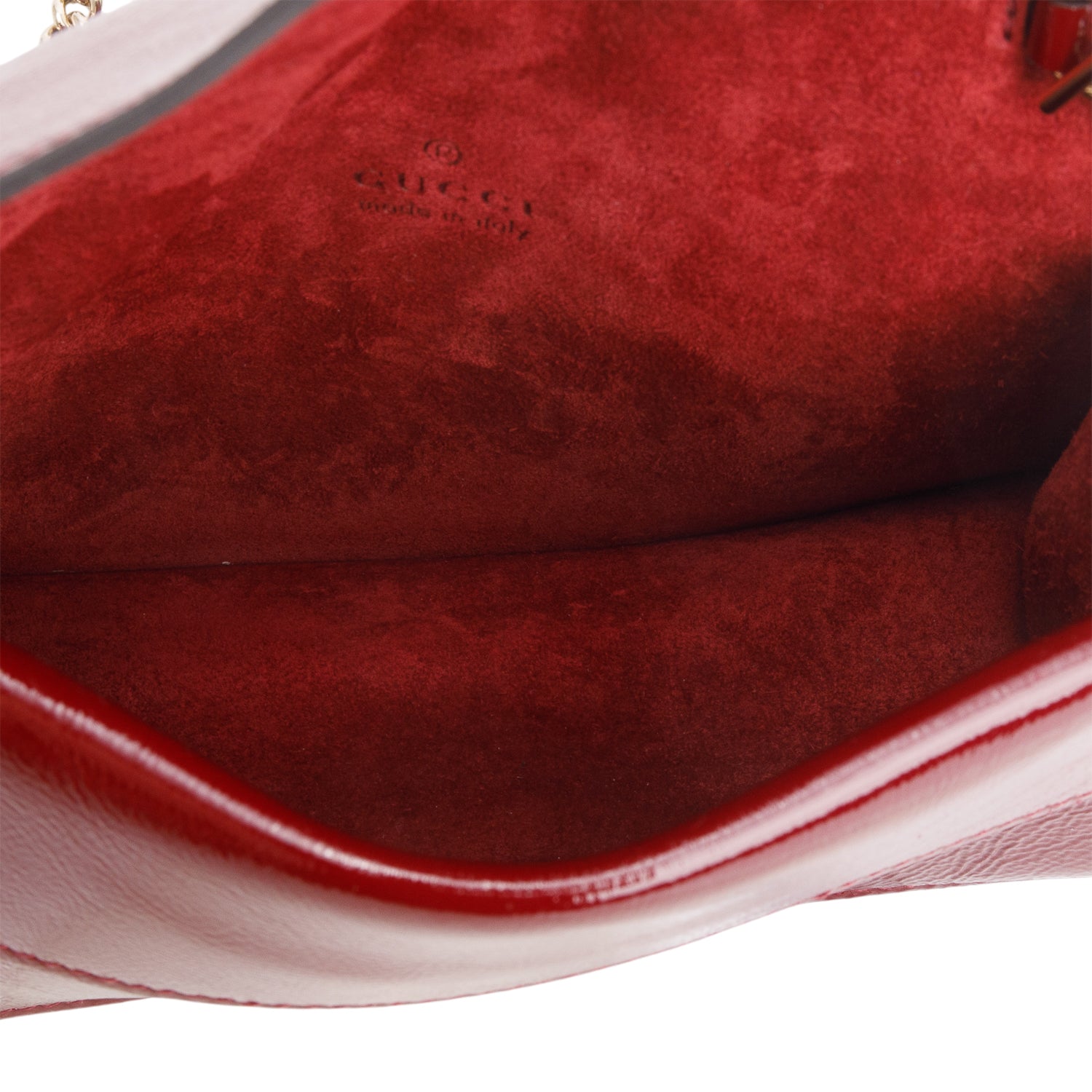 Gucci Red Crinkled Patent Super Mini Dionysus Shoulder Bag
