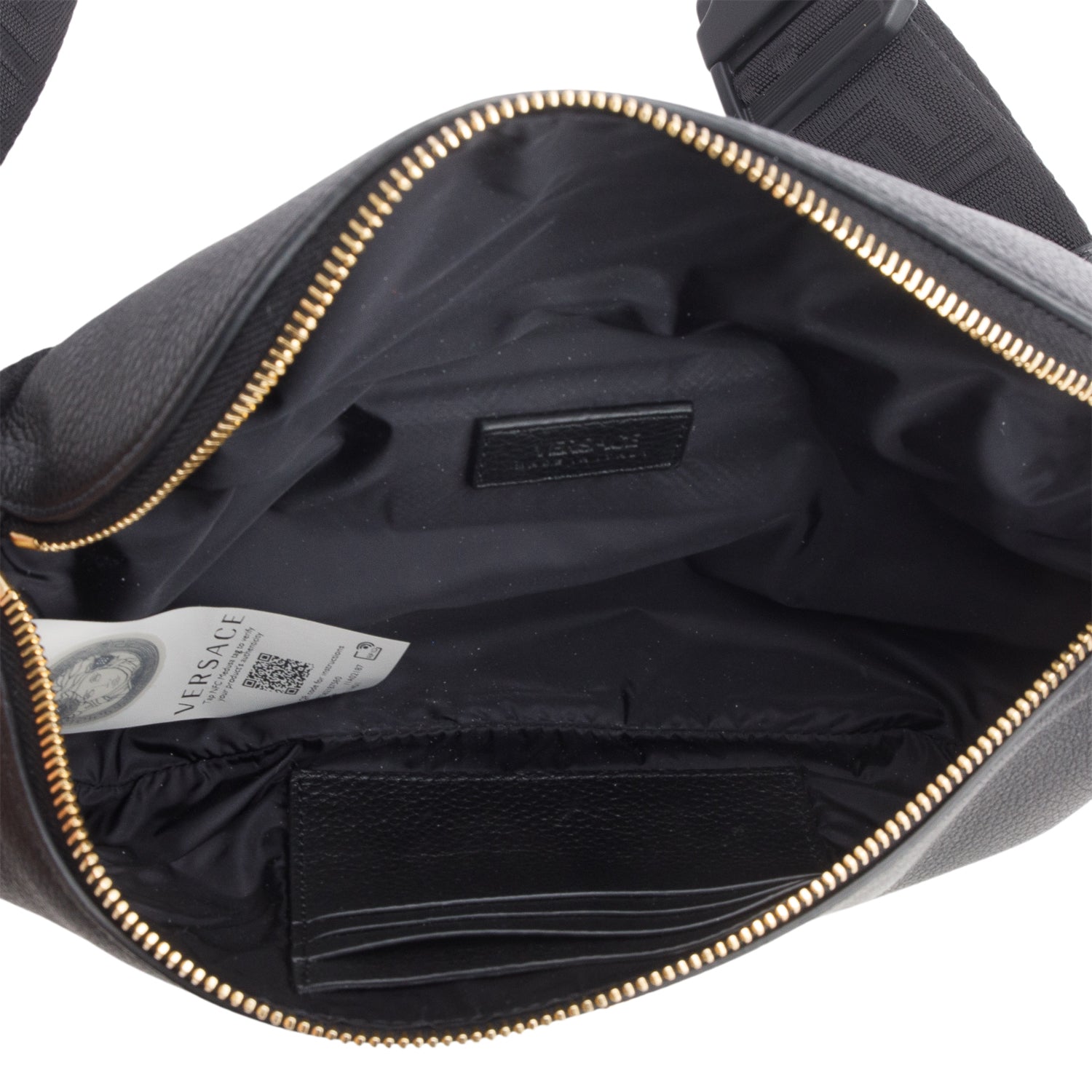 Versace Black Grained Calfskin Vanitas Medea Belt Bag