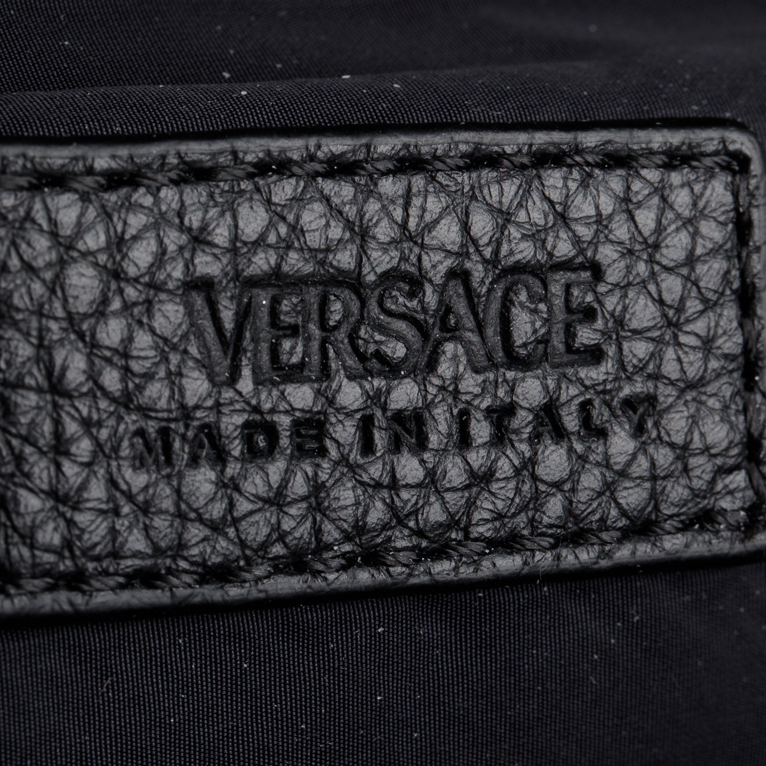 Versace Black Grained Calfskin Vanitas Medea Belt Bag