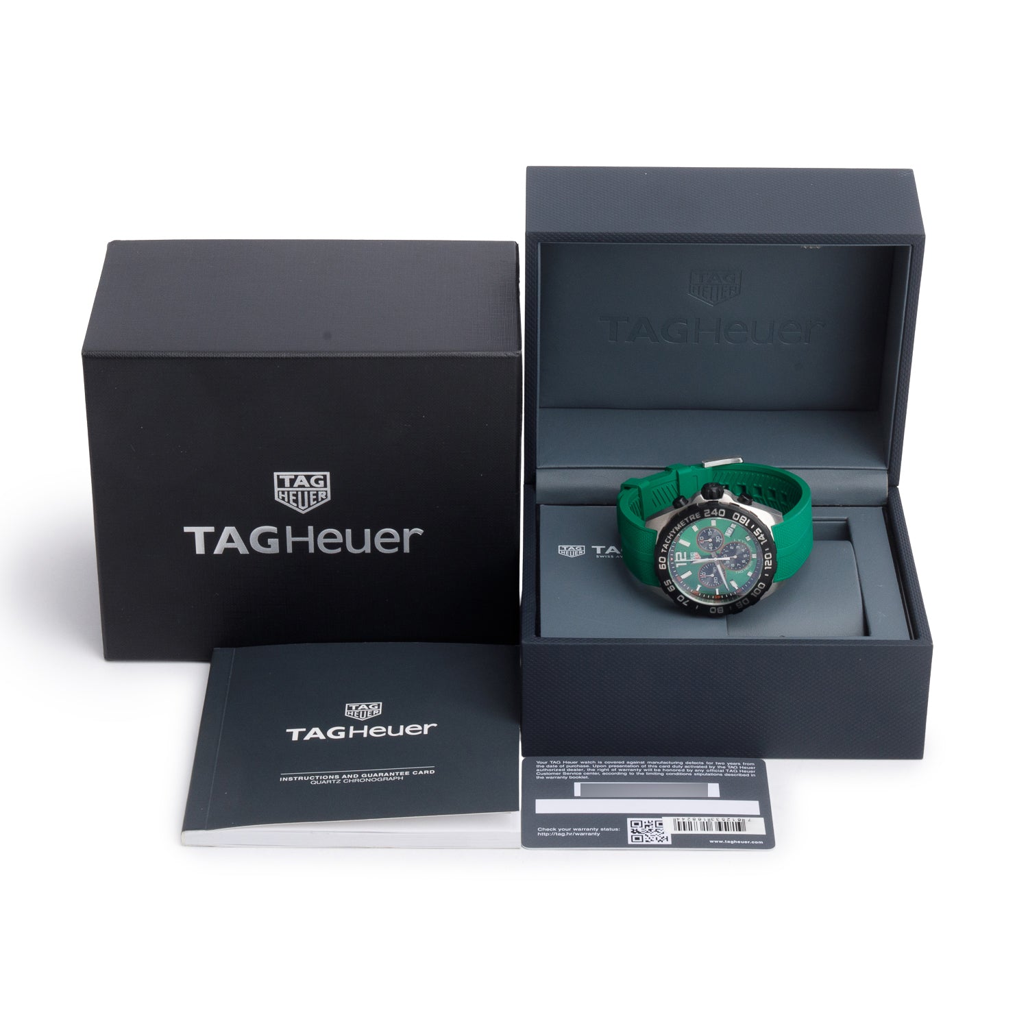 Tag Heuer Stainless Steel Formula 1 43 MM Chronograph Quartz Watch Green Dial CAZ101AP w/ Box & Papers