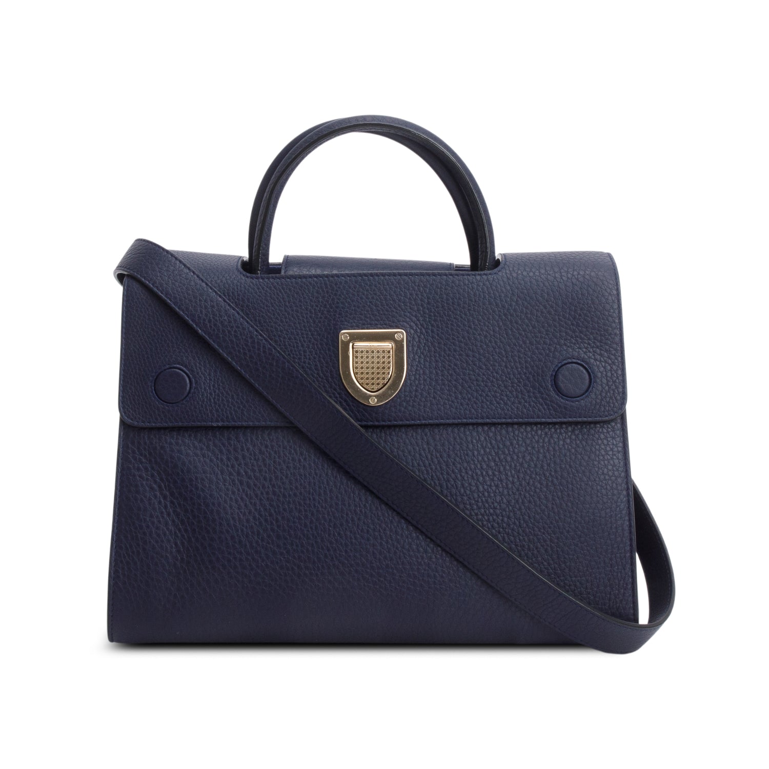 Christian Dior Blue Grained Calfskin Medium Diorever Flap w/ Authenticity Card & Strap