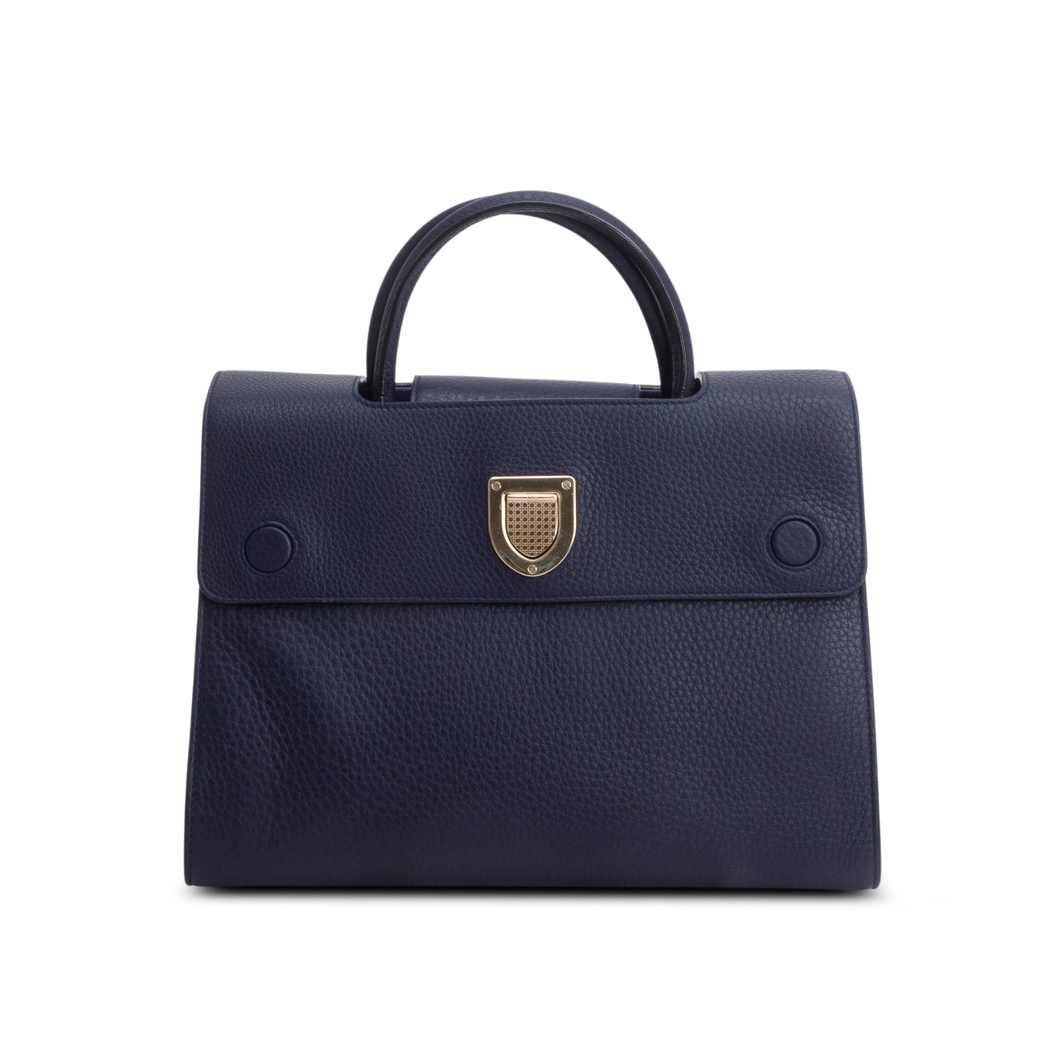 Christian Dior Blue Grained Calfskin Medium Diorever Flap w/ Authenticity Card & Strap