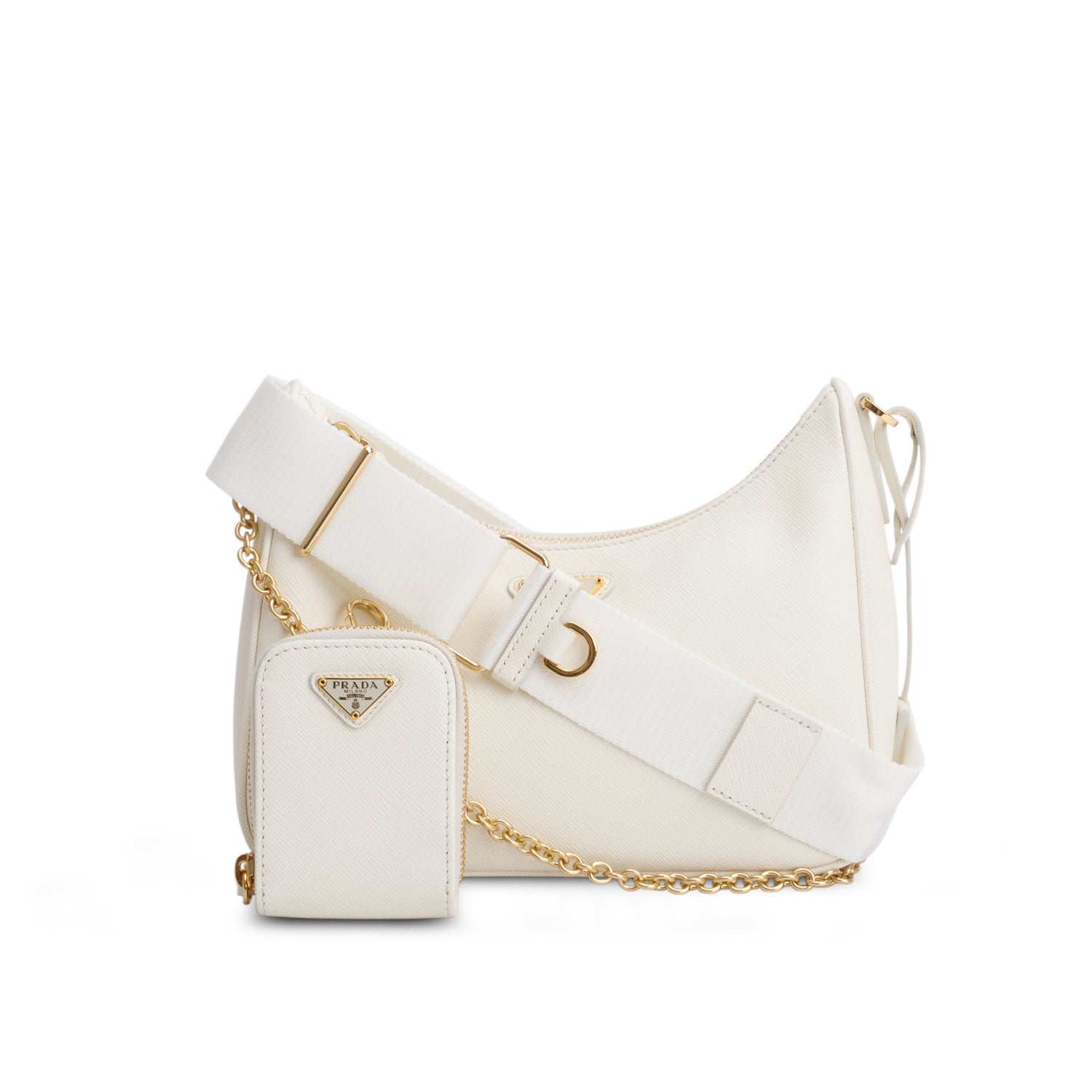 Prada White Saffiano Lux Re-Edition 2005 Shoulder Bag w/ Straps