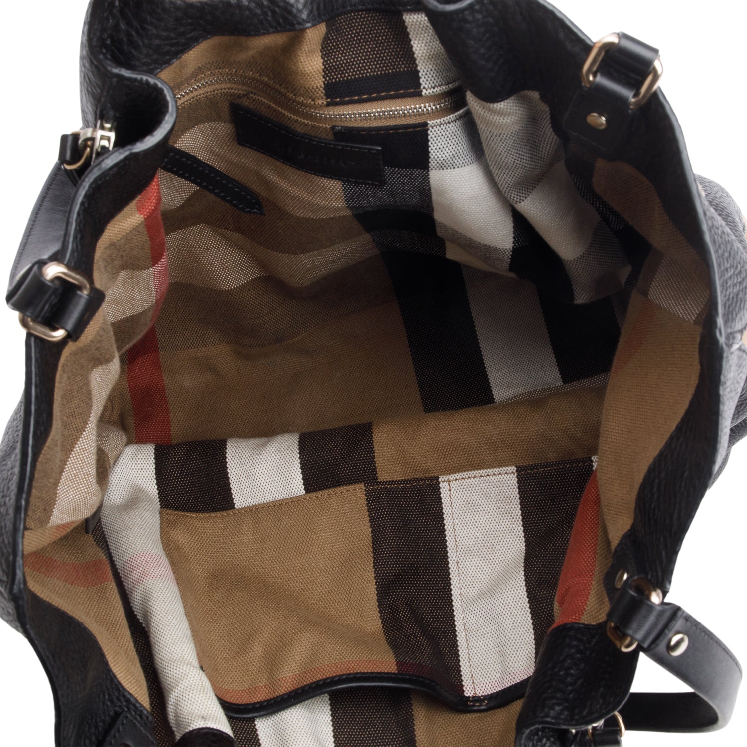 Burberry Black Grainy Calfskin House Check Medium Maidstone
