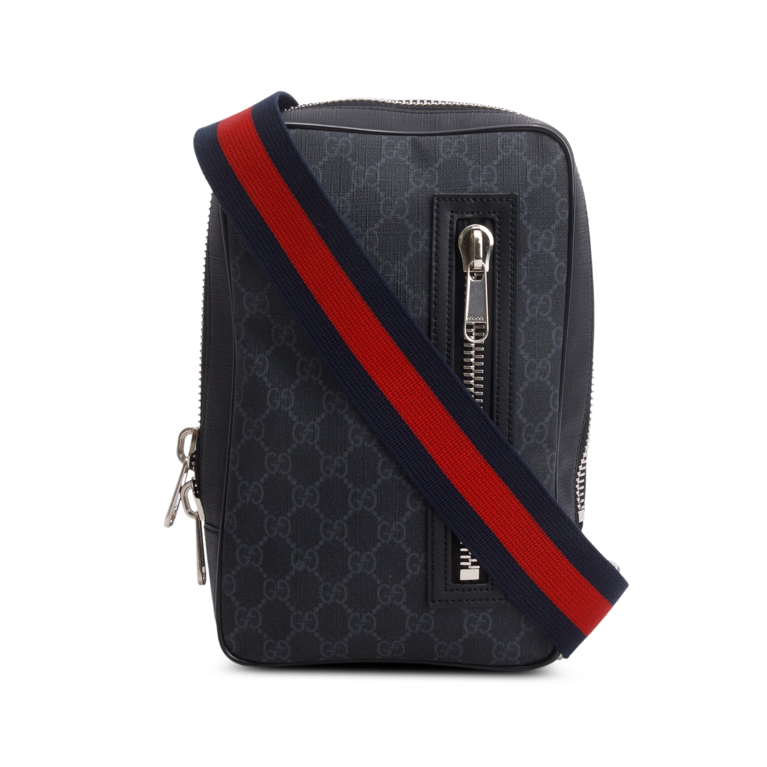 Gucci Black Soft GG Supreme Monogram Web Sling Backpack