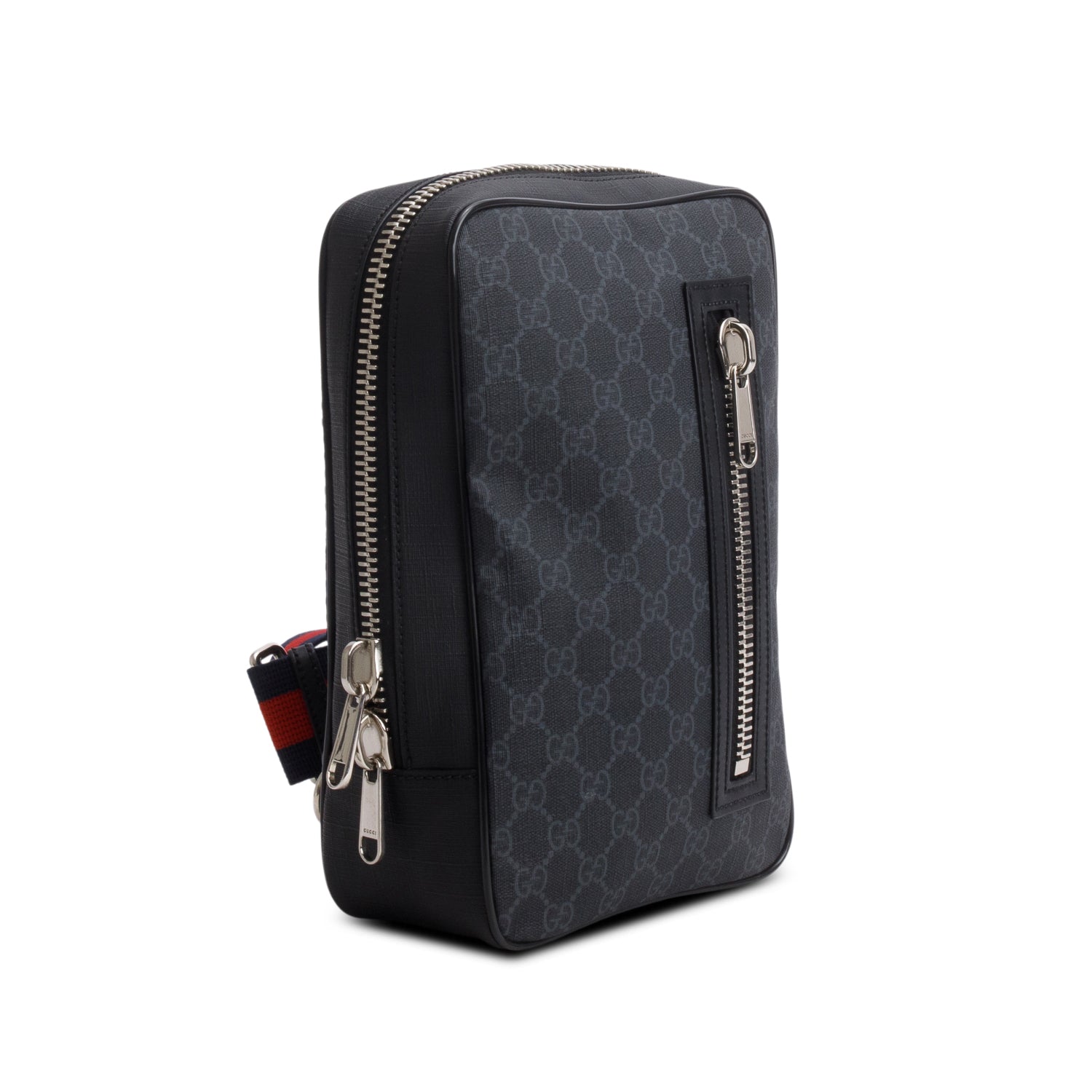 Gucci Black Soft GG Supreme Monogram Web Sling Backpack