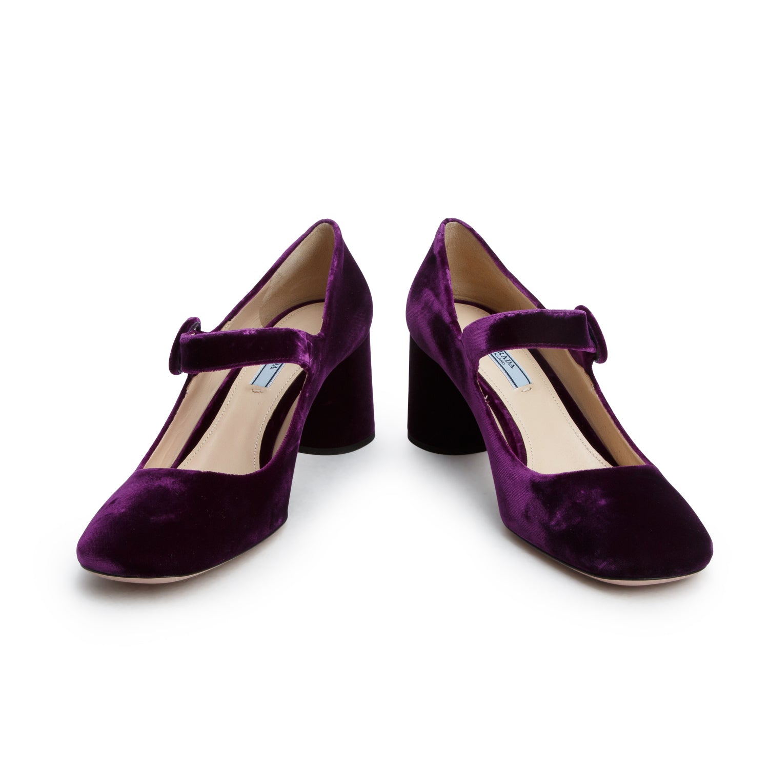 Prada Purple Suede Mary Jane Block Heels, Women's Size 40 w/ Box
