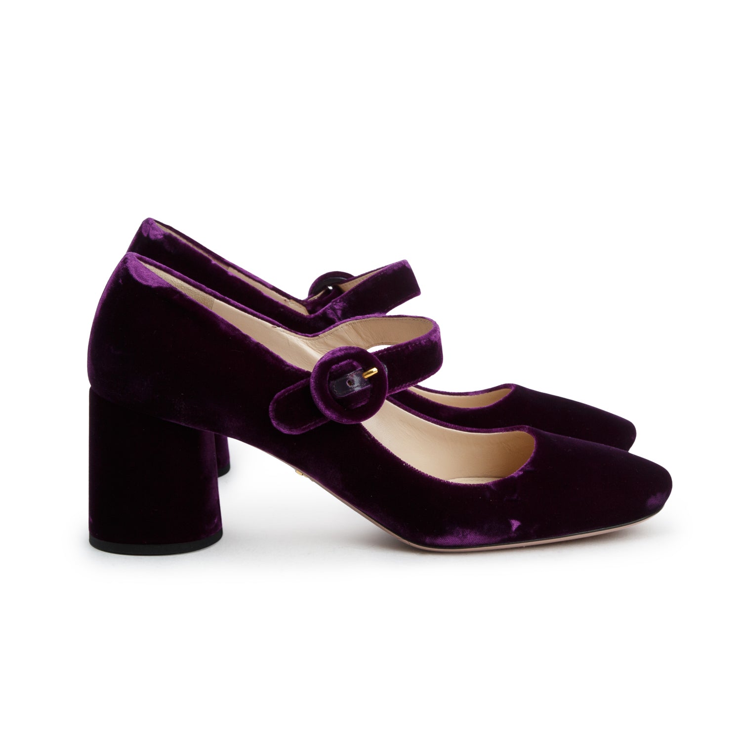 Prada Purple Suede Mary Jane Block Heels, Women's Size 40 w/ Box