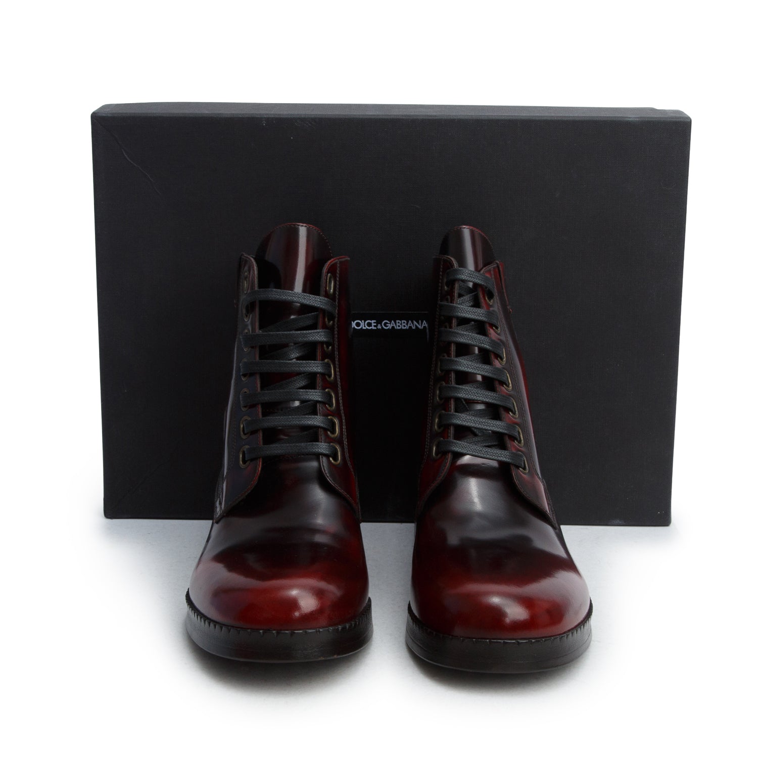 Dolce & Gabbana Red Vitello Spazzola Tronchetto Biker Boots, Women's Size 40 w/ Box
