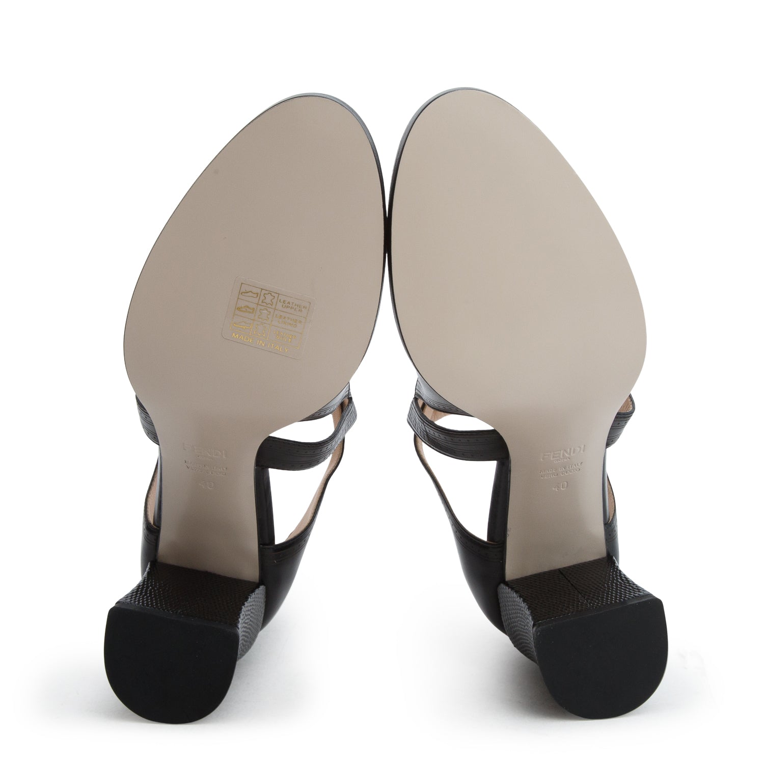 Fendi Black Vitello Leather Lizard Chameleon Wing Top Ankle Strap Pumps, Women's Size 40