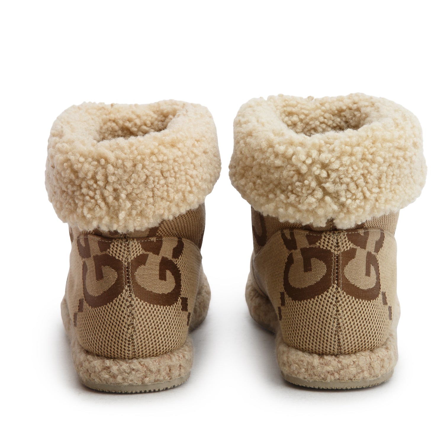 Gucci Brown Covered Wool Jumbo GG Monogram Fria Horsebit Ankle Boots, Women's Size 34.5 w/ Box