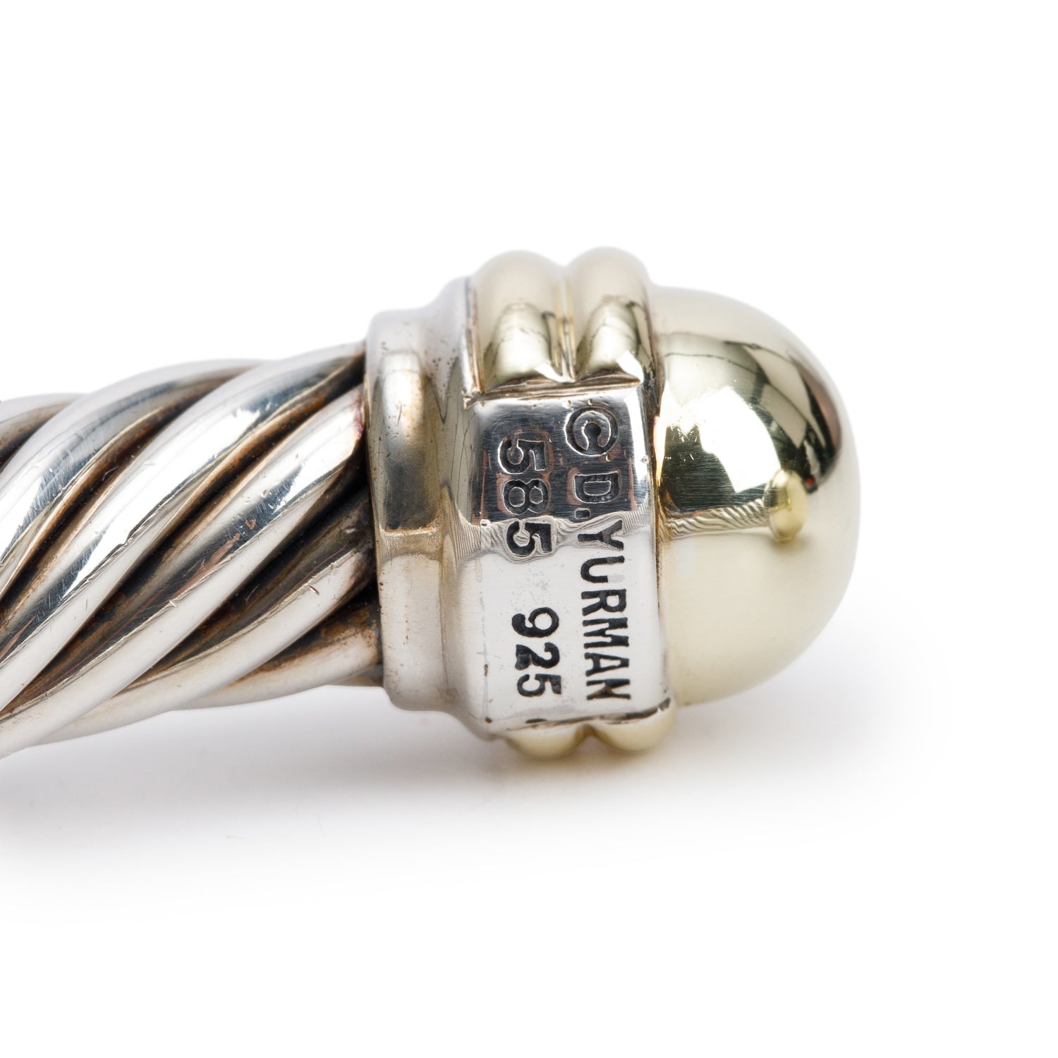 David Yurman Sterling Silver & 14k Yellow Gold 10MM Cable Classics Hinged Bracelet