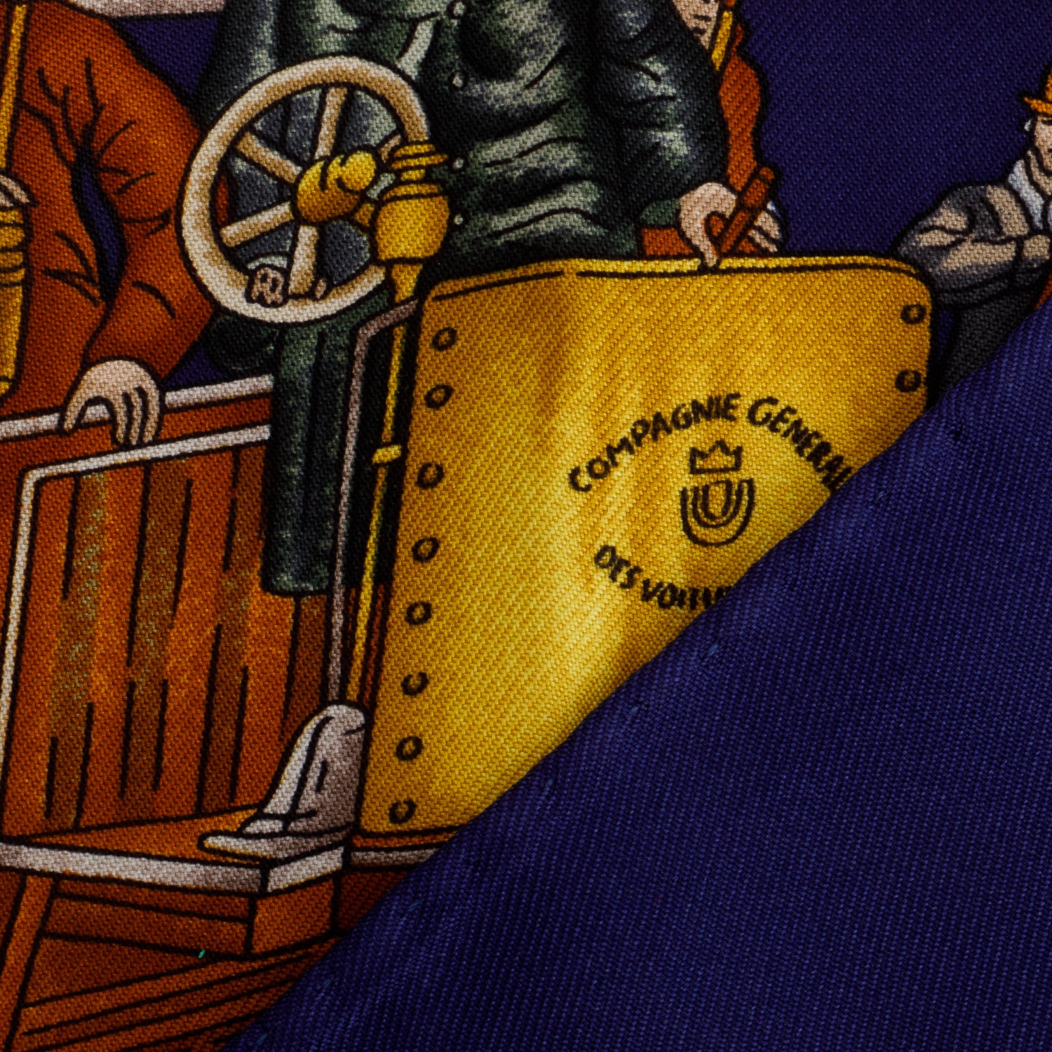 Hermes Navy 'Automobile' Silk Scarf 90 w/ Box