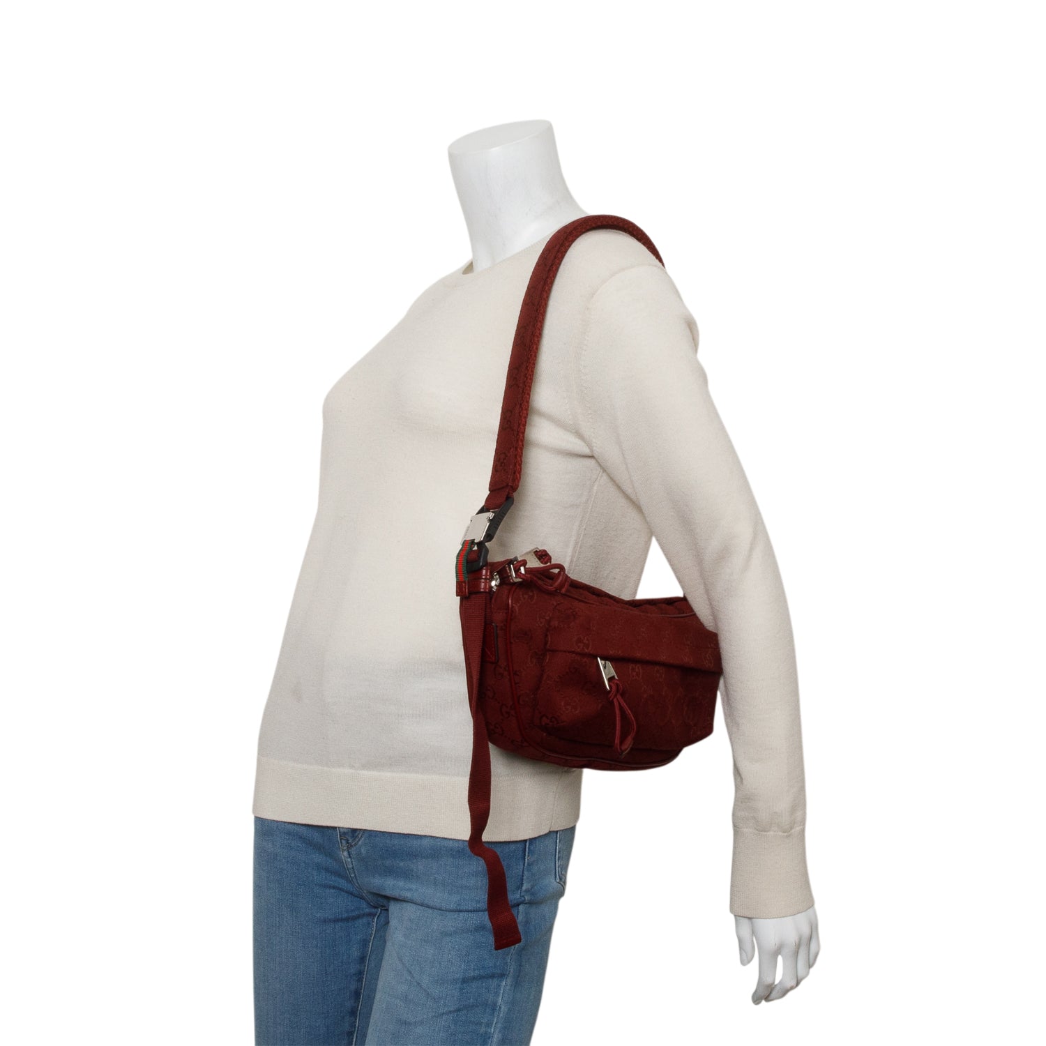 Gucci Red Monogram GG Canvas Sling Bag