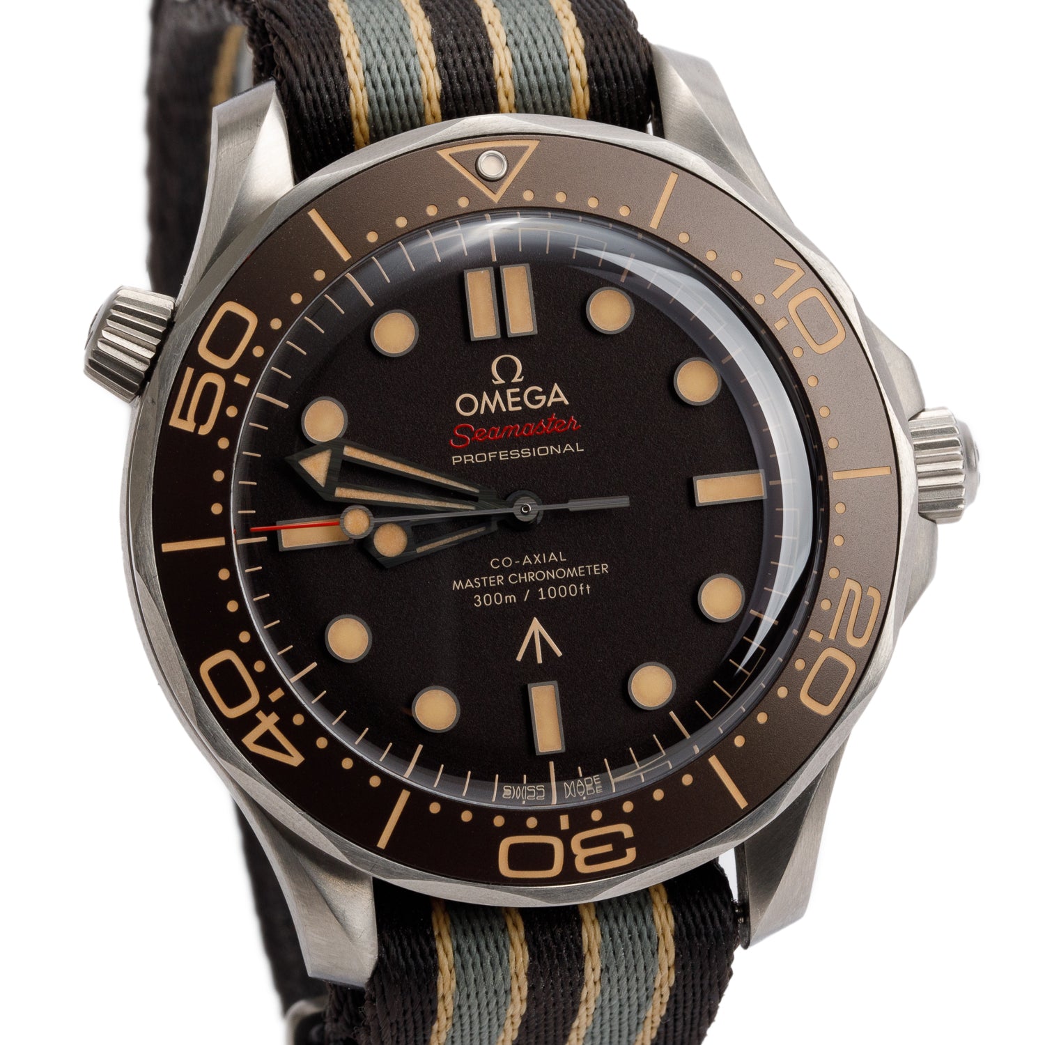 Omega 2024 007 Edition Titanium Seamaster Diver 300m Co-Axial Master Chronometer 42 MM Automatic Watch Brown Dial w/ Case &Papers