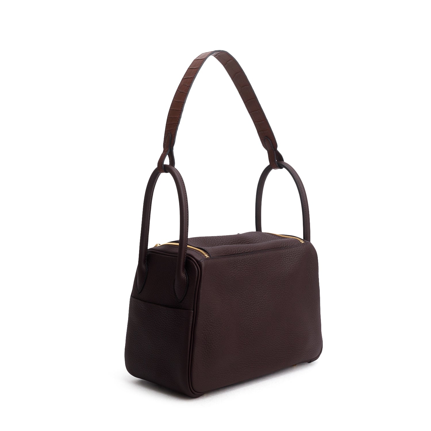 Hermes 2021 Rouge Sellier/Bourgogne Taurillon Clemence Crocodile Niloticus Lindy Touch 26 w/ Box