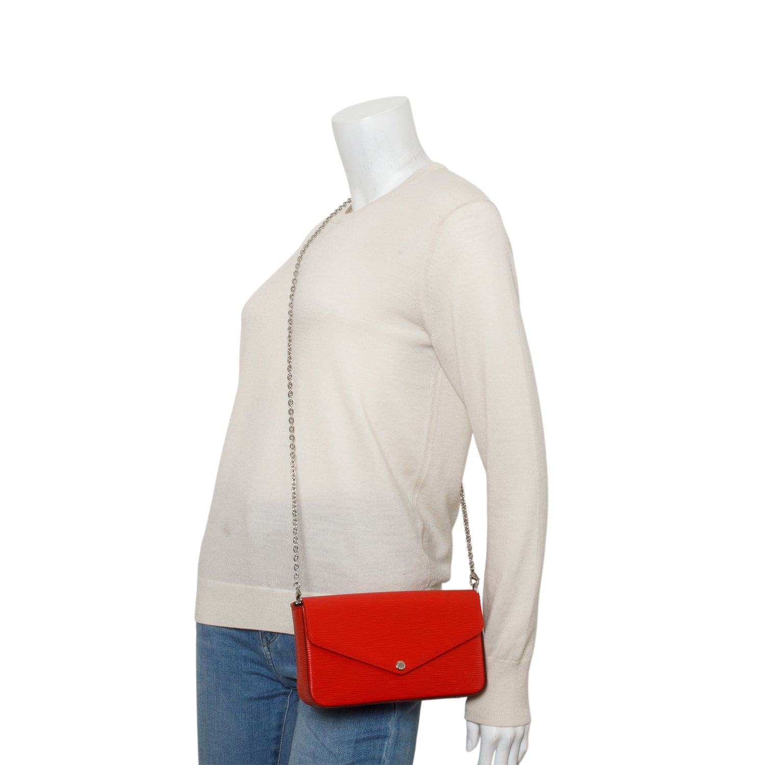 Louis Vuitton Red Epi Leather Felicie Pochette Bag w/ Insert