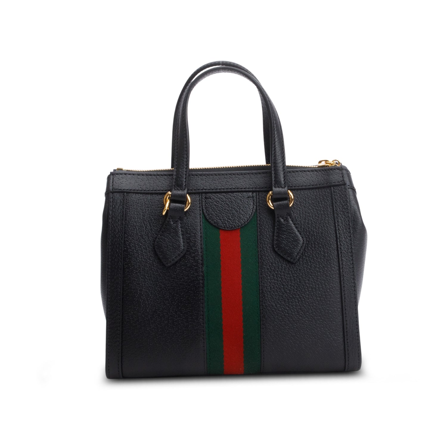 Gucci Black Textured Calfskin Web Small Ophidia Tote Bag w/ Box & Strap