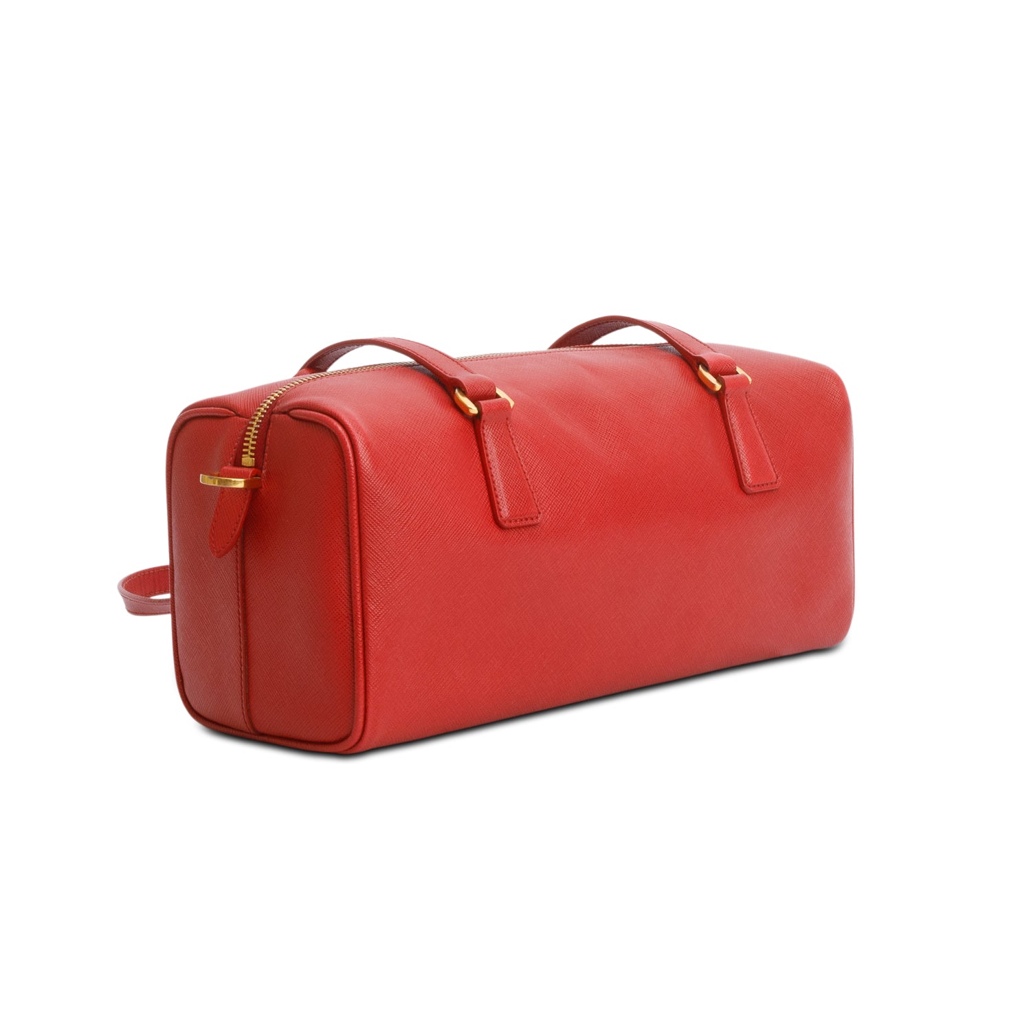 Prada Red Saffiano Lux Bauletto w/ Authenticity Card