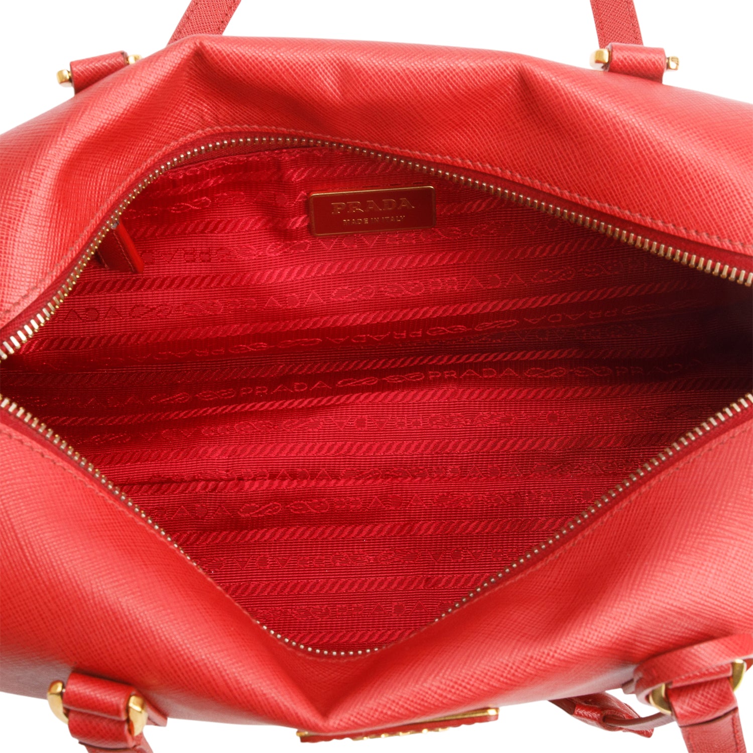Prada Red Saffiano Lux Bauletto w/ Authenticity Card
