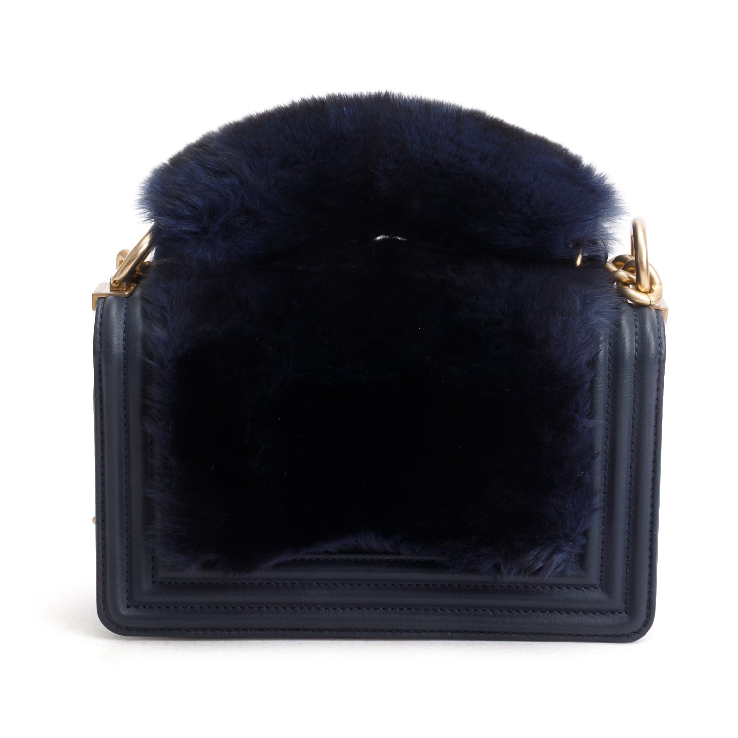 Chanel Navy Orylag Small Boy Top Handle Flap w/ Authenticity Card