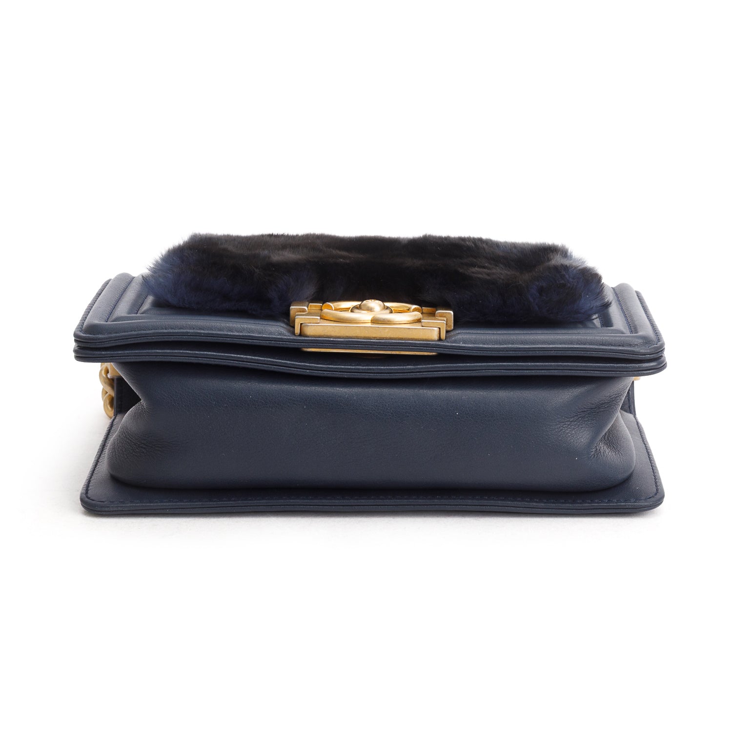 Chanel Navy Orylag Small Boy Top Handle Flap w/ Authenticity Card