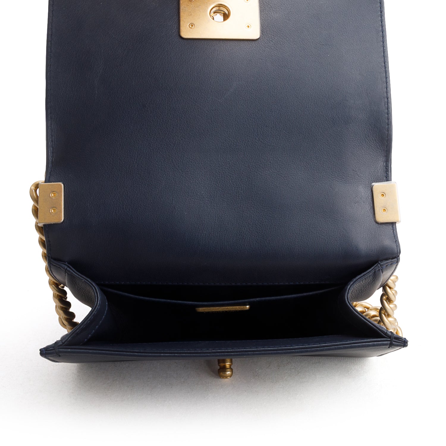 Chanel Navy Orylag Small Boy Top Handle Flap w/ Authenticity Card