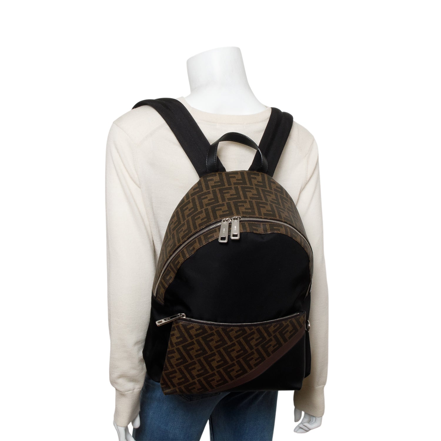Fendi Black Nylon Zucca FF Canvas Backpack