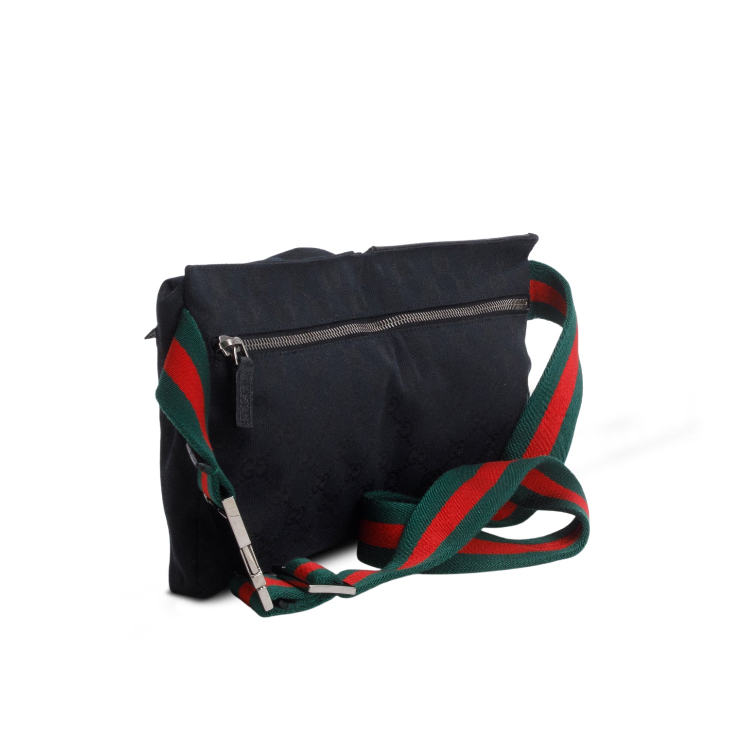 Gucci Black GG Monogram Double Pocket Belt Bag