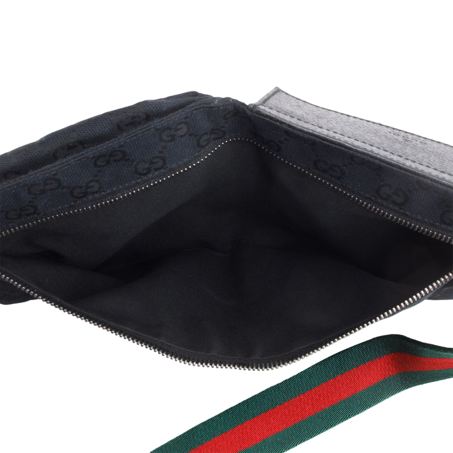 Gucci Black GG Monogram Double Pocket Belt Bag