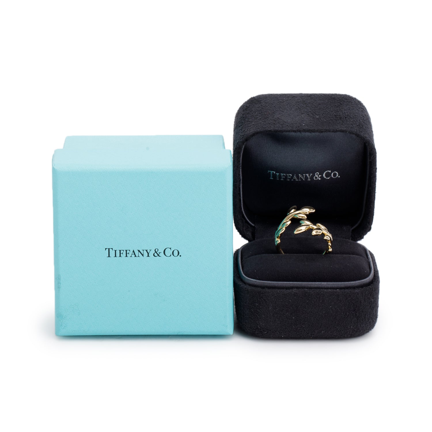 Tiffany & Co. Paloma Picasso 18k Yellow Gold Olive Leaf Bypass Ring, Size 5.75 w/ Box