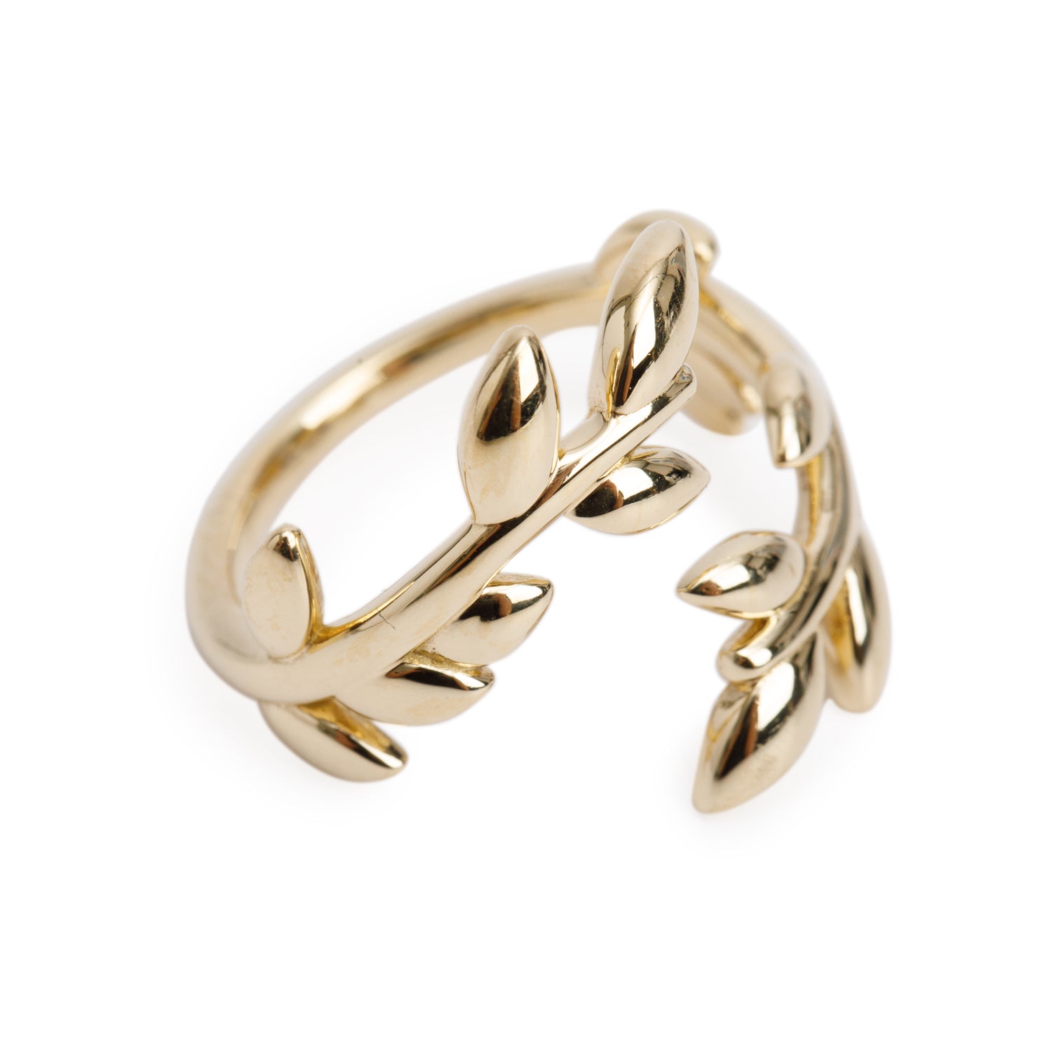 Tiffany & Co. Paloma Picasso 18k Yellow Gold Olive Leaf Bypass Ring, Size 5.75 w/ Box