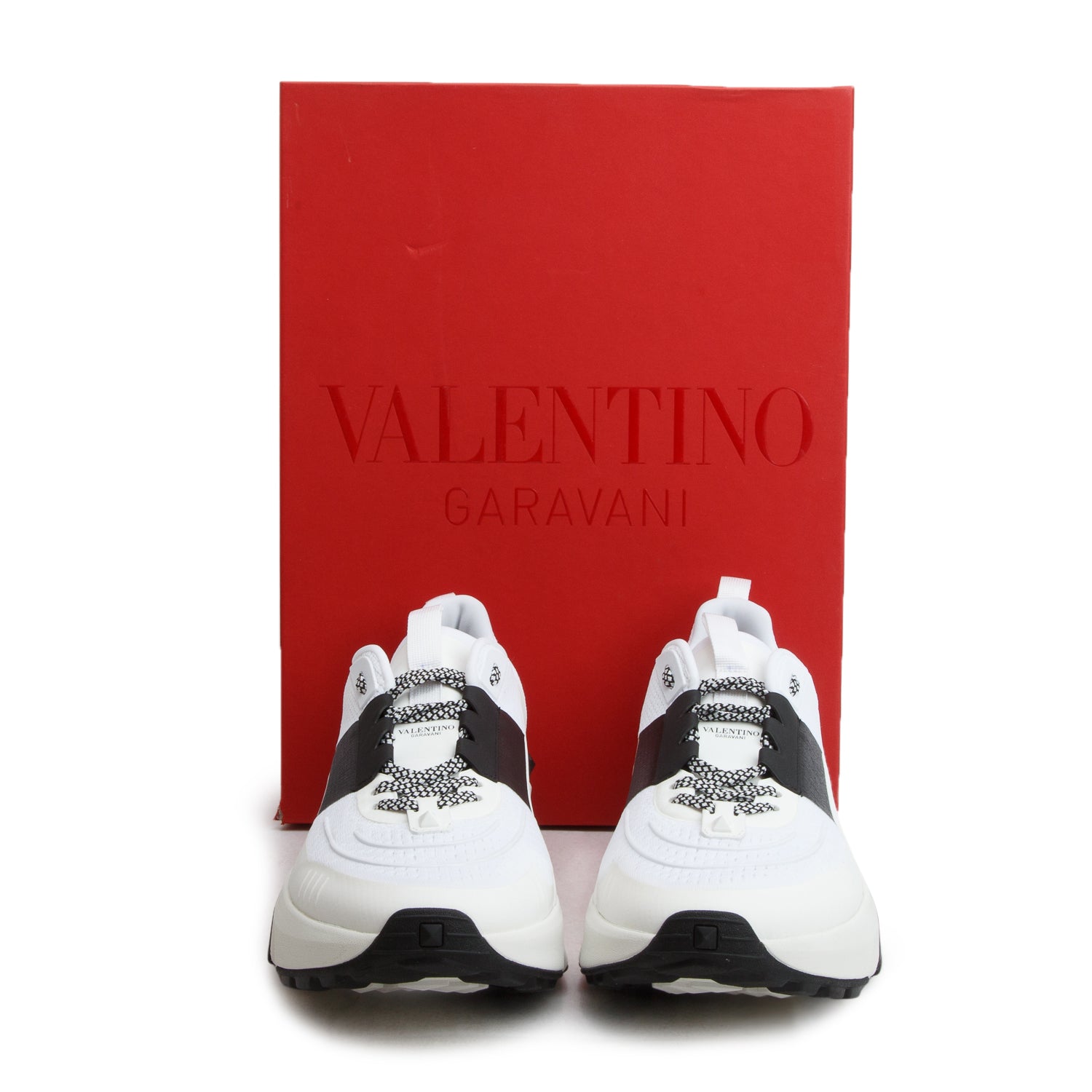 Valentino White Black Mesh/Rubber Fabric True Act Low Top Sneakers, Men's Size 45 w/ Box