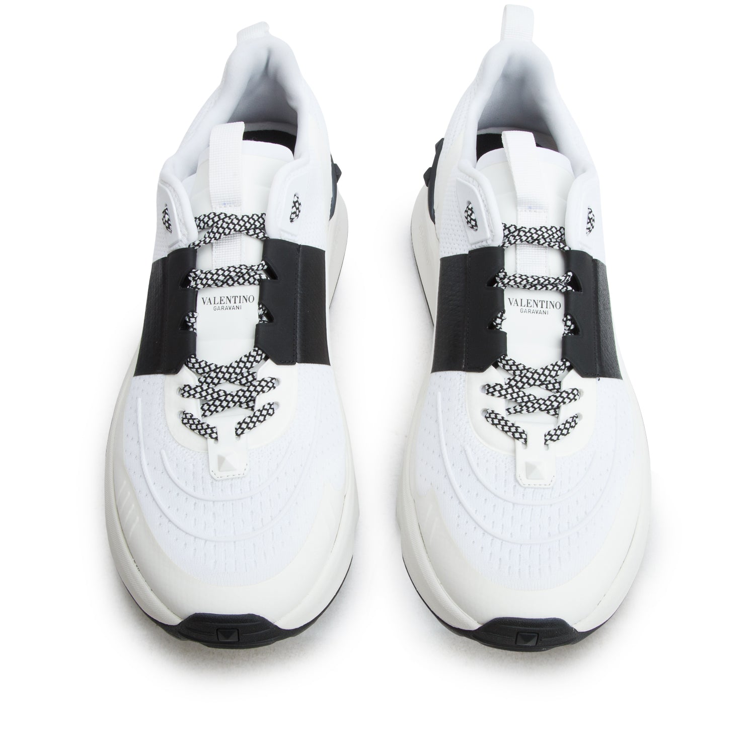Valentino White Black Mesh/Rubber Fabric True Act Low Top Sneakers, Men's Size 45 w/ Box
