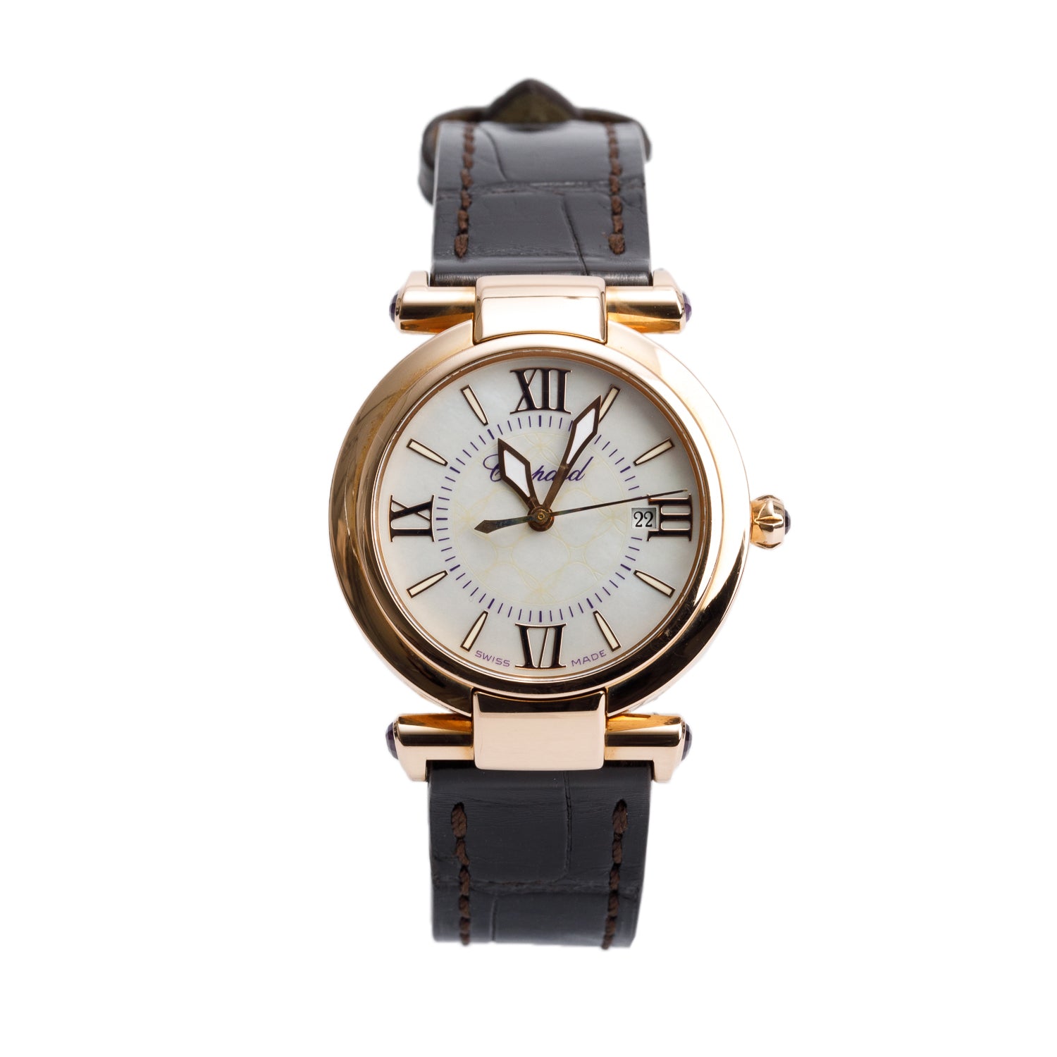 Chopard 18k Rose Gold Imperiale 28 MM Quartz Watch Mother of Pearl Dial