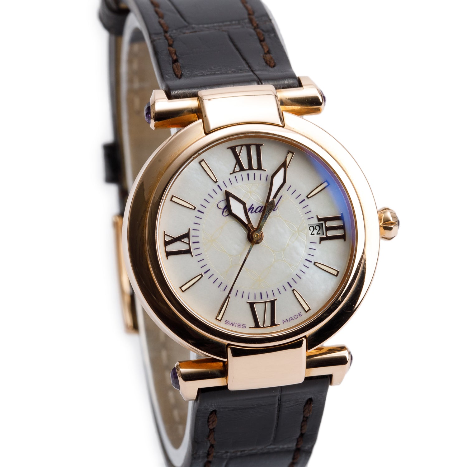 Chopard 18k Rose Gold Imperiale 28 MM Quartz Watch Mother of Pearl Dial