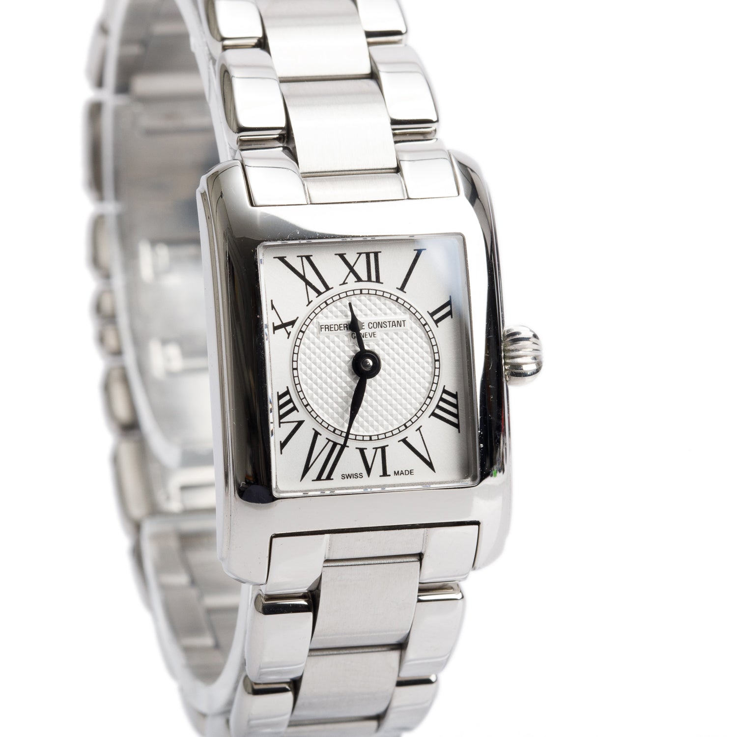 Frederique Constant Stainless Steel Classic Carree 21 MM Watch Silver Dial w/ Box & Papers