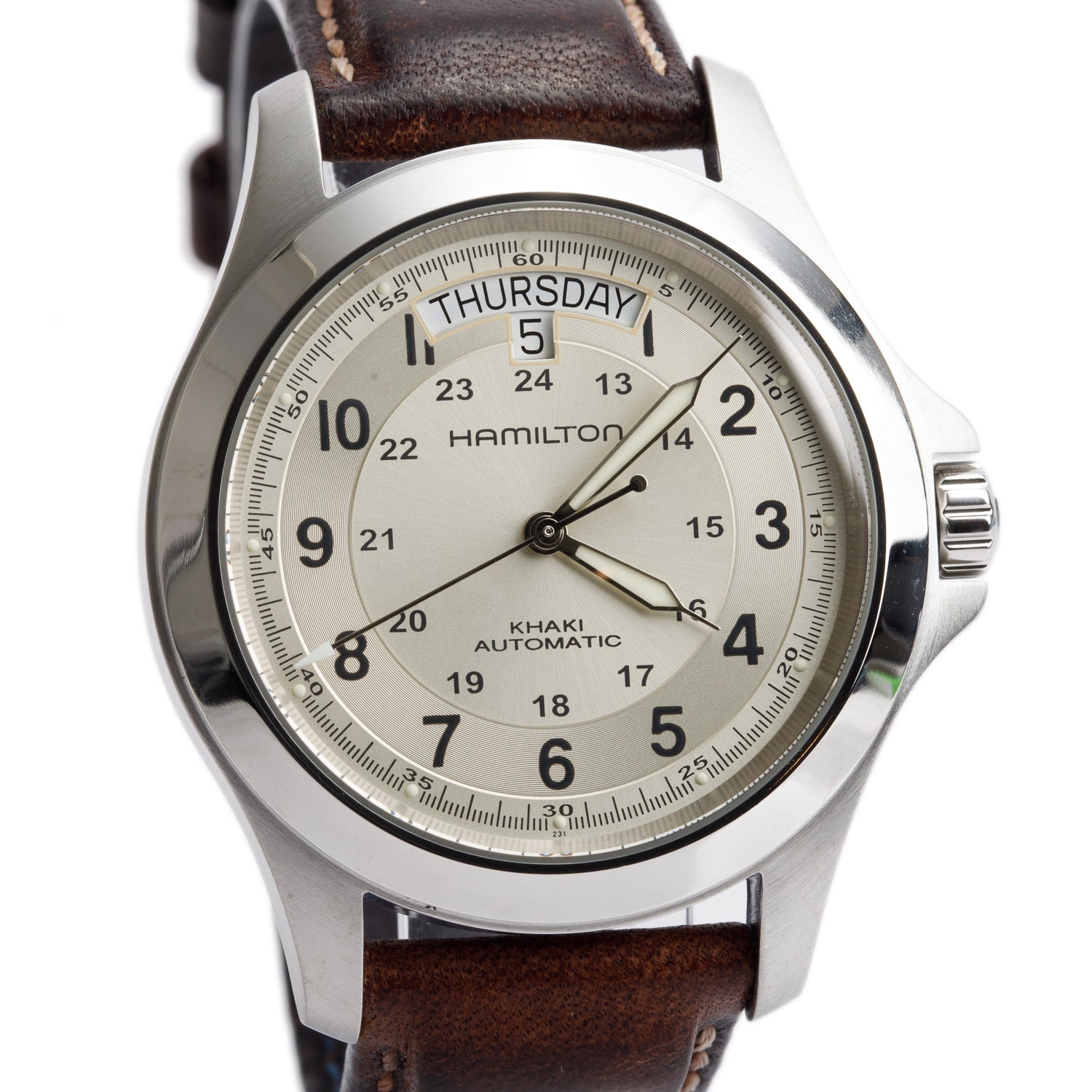 Hamilton Stainless Steel Khaki Field King 40 MM Automatic Watch Beige Dial H644550