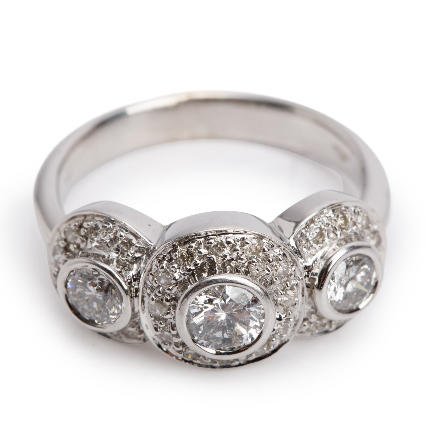 14k White Gold Cluster Diamond Ring, Size 8