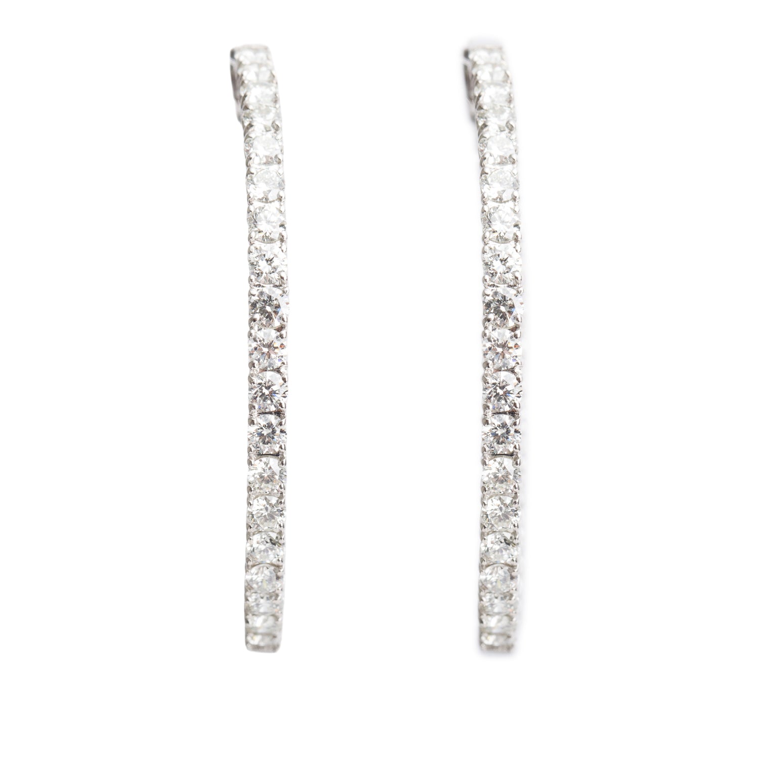 14k White Gold 5.76 tcw. Diamond Inside-Out Hoop Earrings