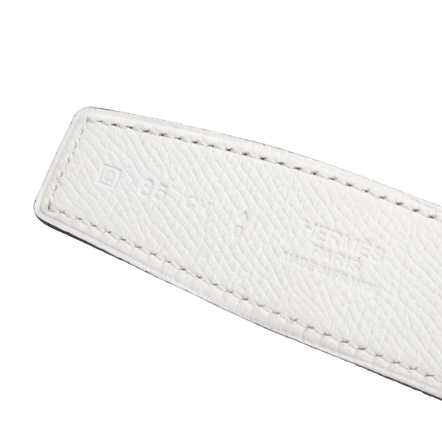 Hermes Blanc/Bleu Jean Swift & Epsom Calfskin Reversible Leather 32mm Belt Strap, Size 85