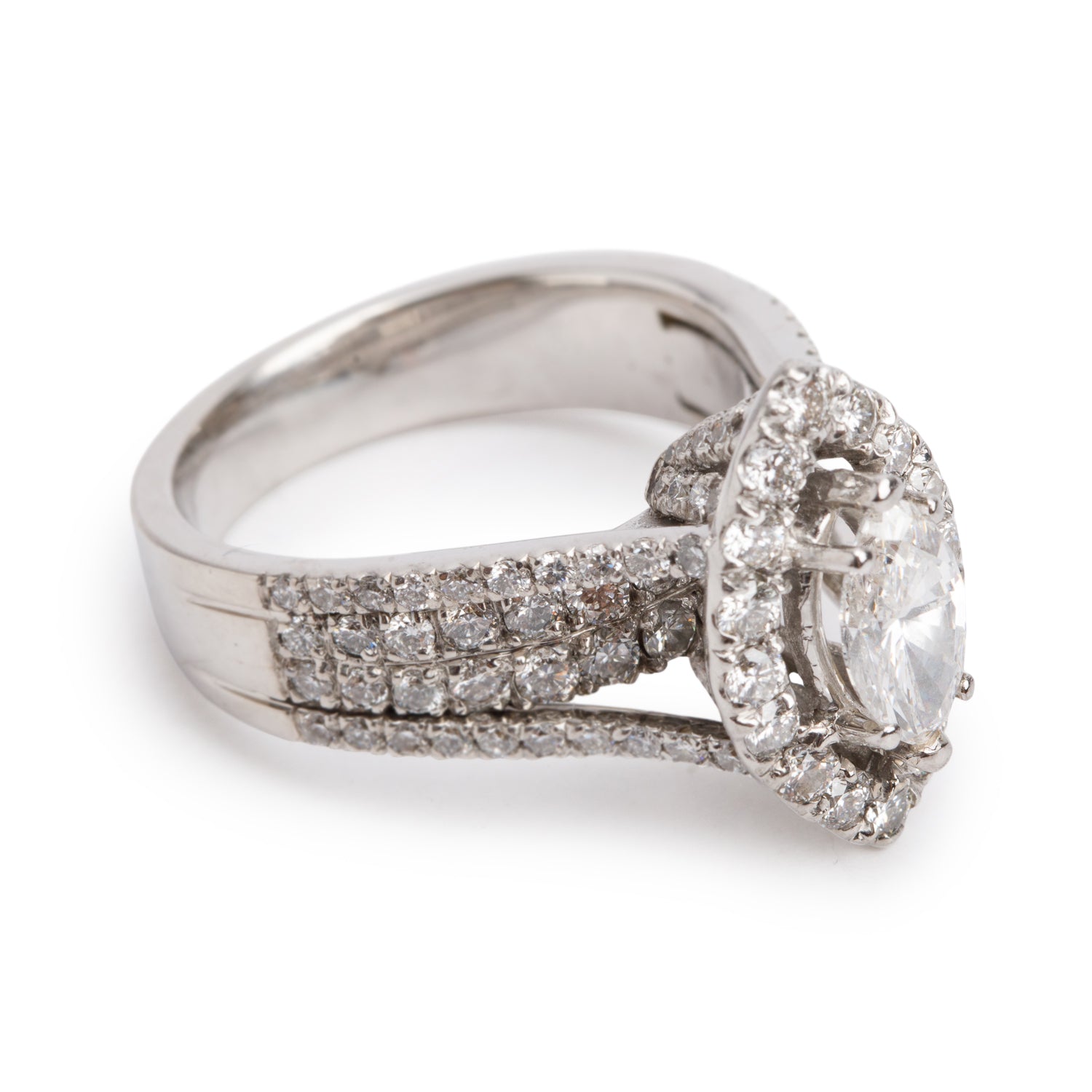18k White Gold 0.78 ct. Marquise Cut Diamond Engagement Ring, Size 6.75