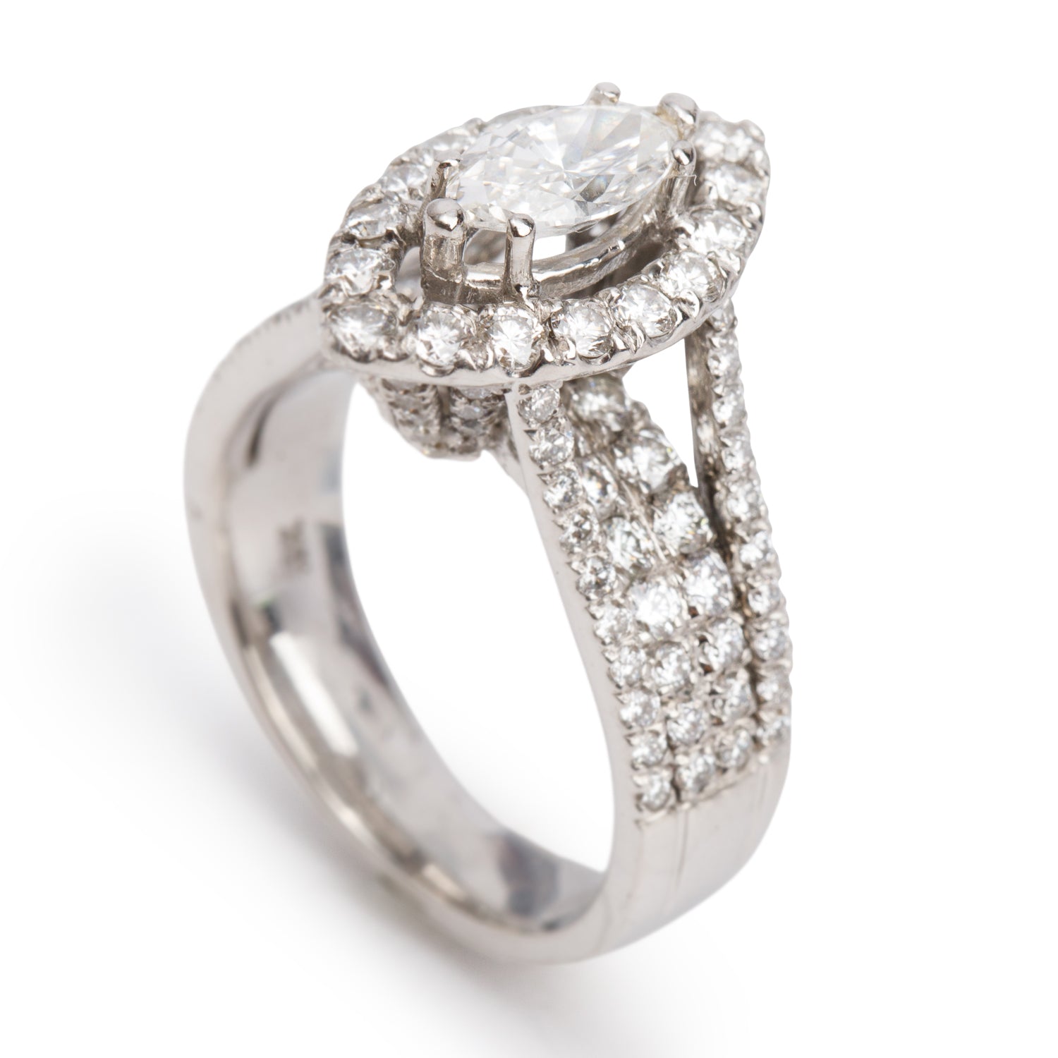 18k White Gold 0.78 ct. Marquise Cut Diamond Engagement Ring, Size 6.75