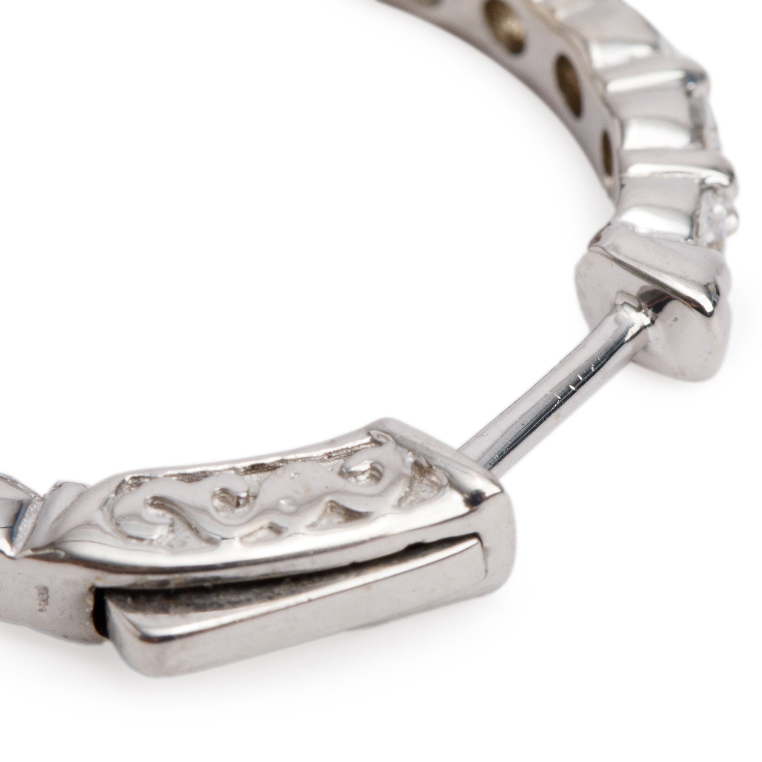 14k White Gold 3.00 tcw. Diamond Inside-Out Hoop Earrings