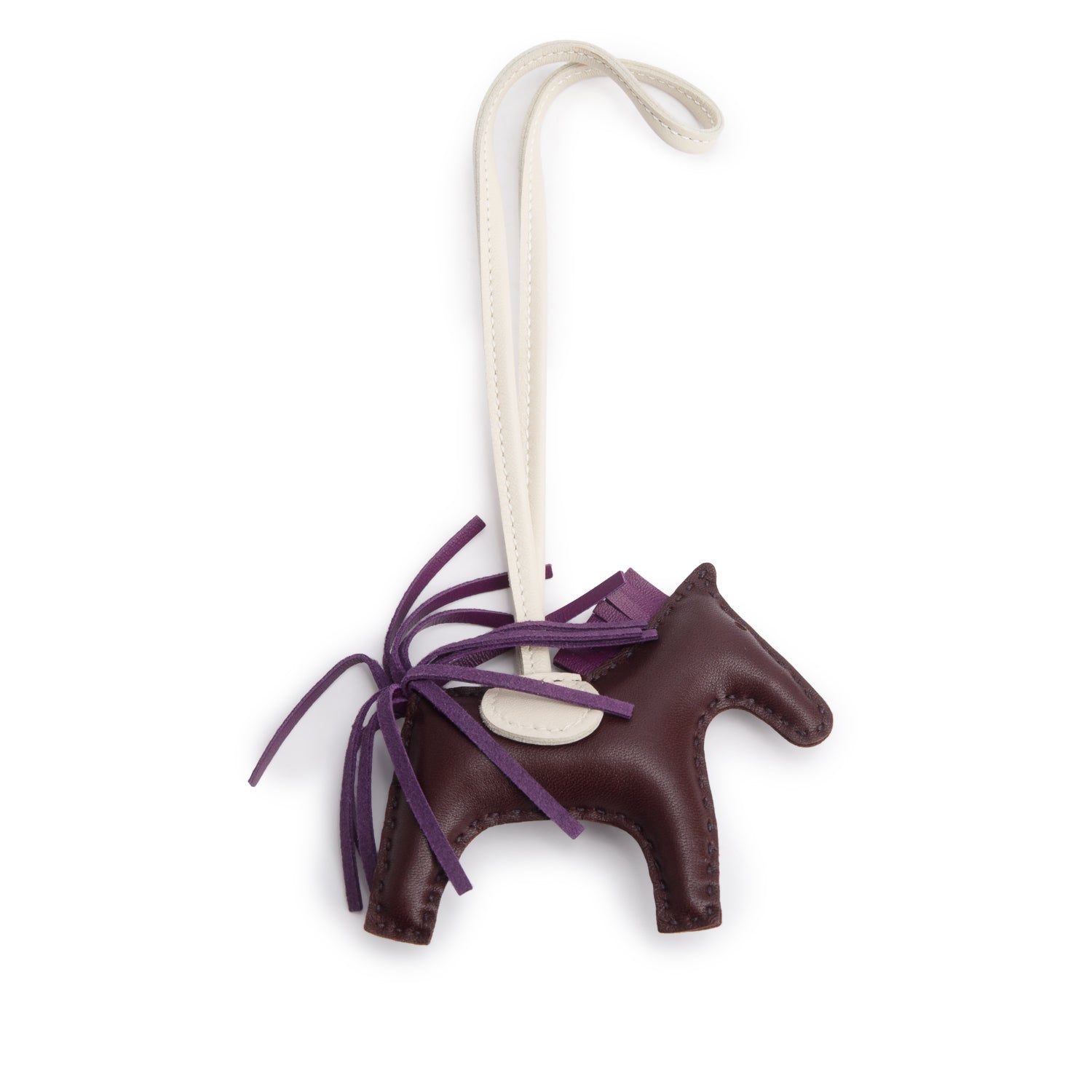 Hermes 2021 Rouge Sellier/Violet/Craie Lambskin Grigri Rodeo Horse Bag Charm PM