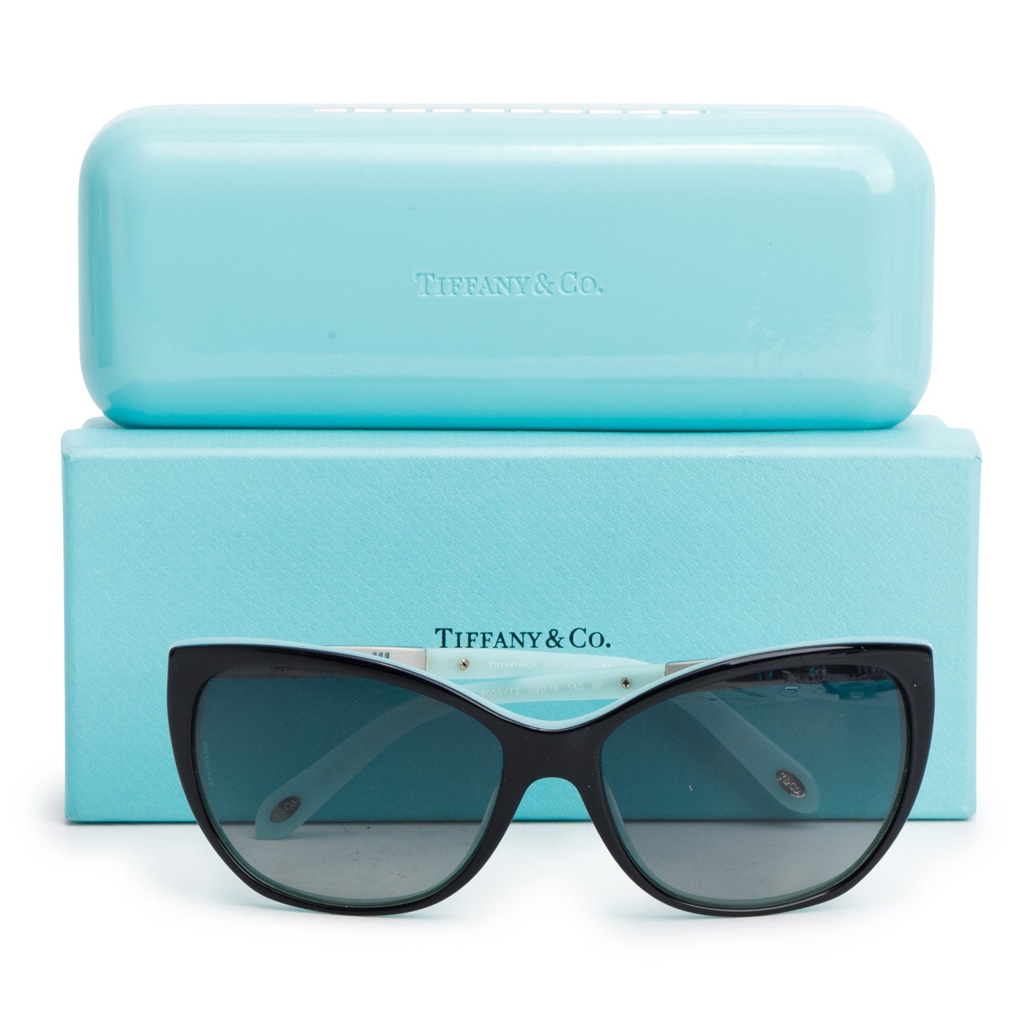 Tiffany & Co. TF4094-B Black/Blue Atlas Cat Eye Sunglasses w/ Box & Case