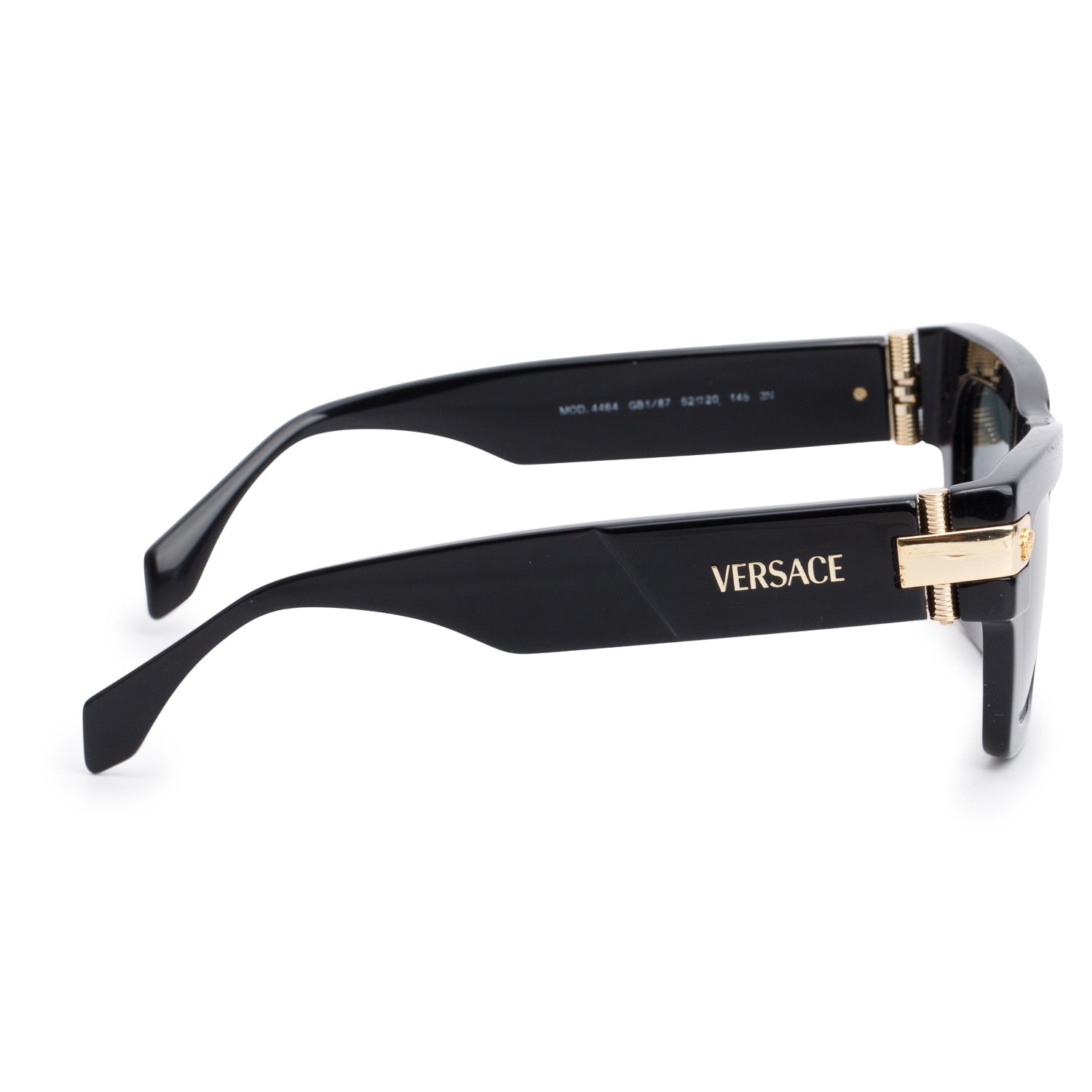 Versace VE4464 Black Acetate Medusa Deco Rectangle Sunglasses w/ Case